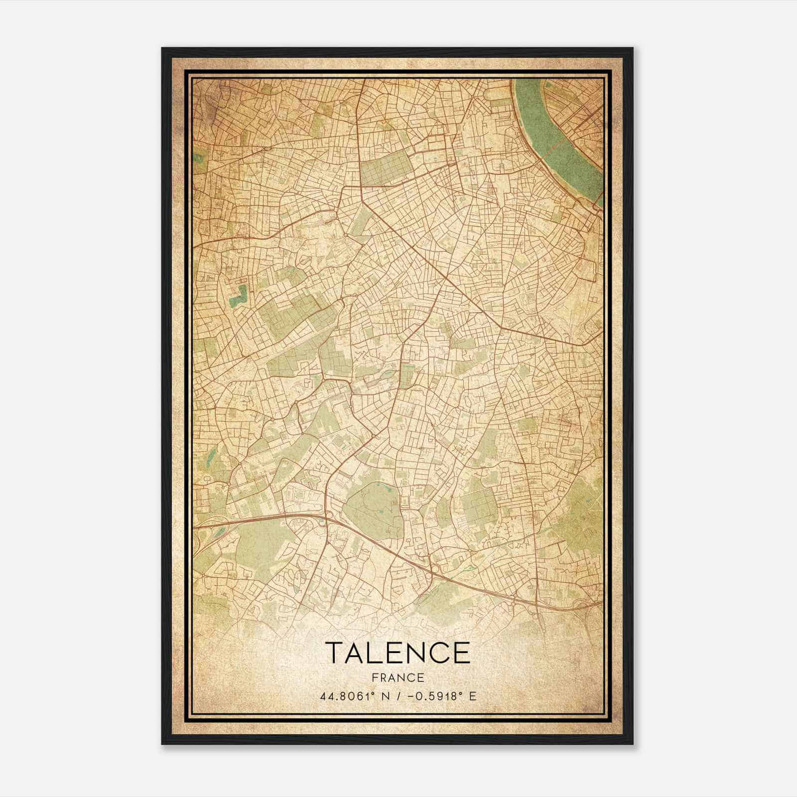 Vintage Talence France Map Poster, Talence City Road Wall Art Print