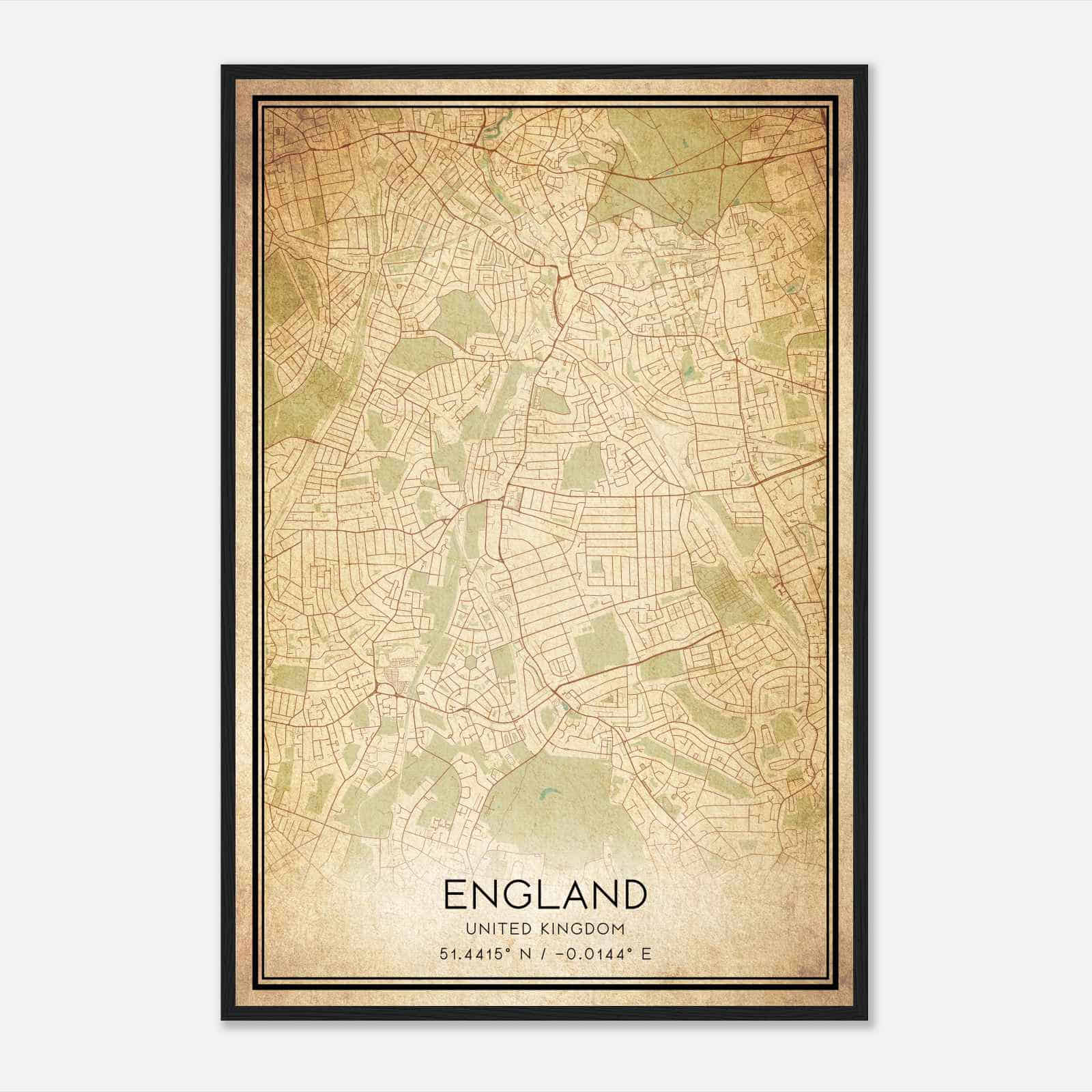 Vintage Catford United Kingdom Map Poster, Catford City Road Wall Art Print