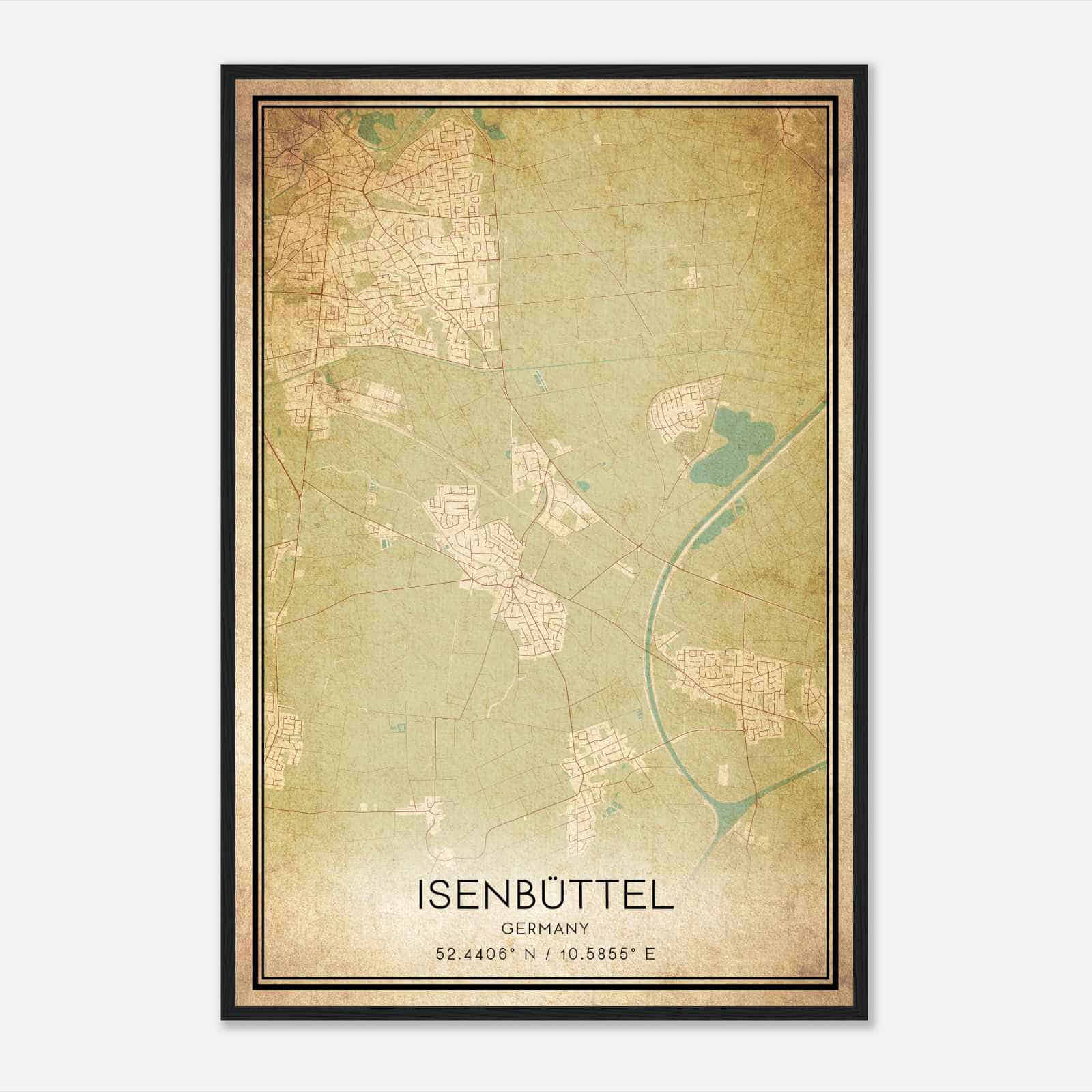 Vintage Isenbuttel Germany Map Poster, Isenbuttel City Road Wall Art Print