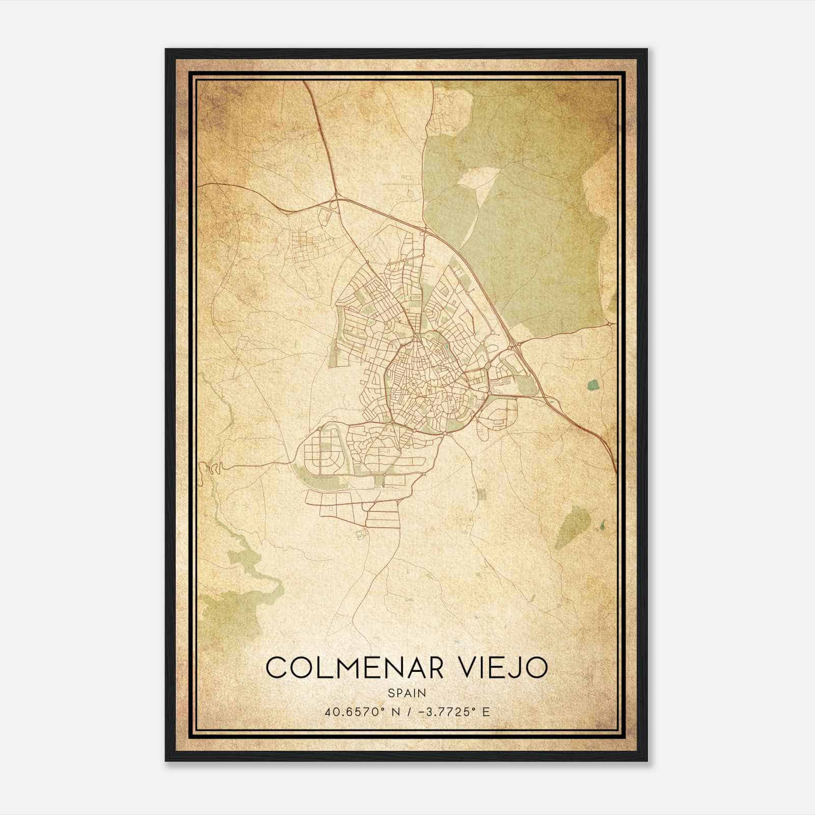 Vintage Colmenar Viejo Spain Map Poster, Colmenar Viejo City Road Wall Art Print