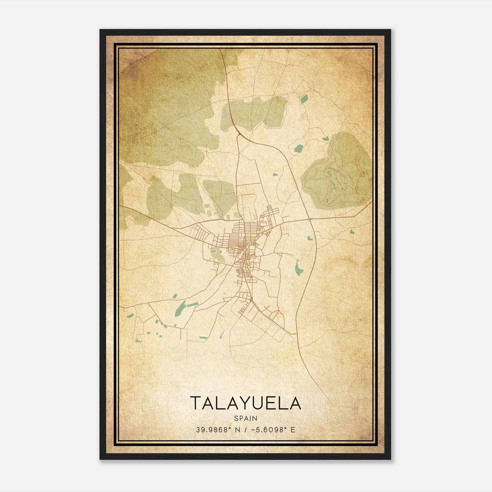 Vintage Talayuela Spain Map Poster, Talayuela City Road Wall Art Print Vintage Talayuela Spain Map Poster, Talayuela City Road Wall Art Print