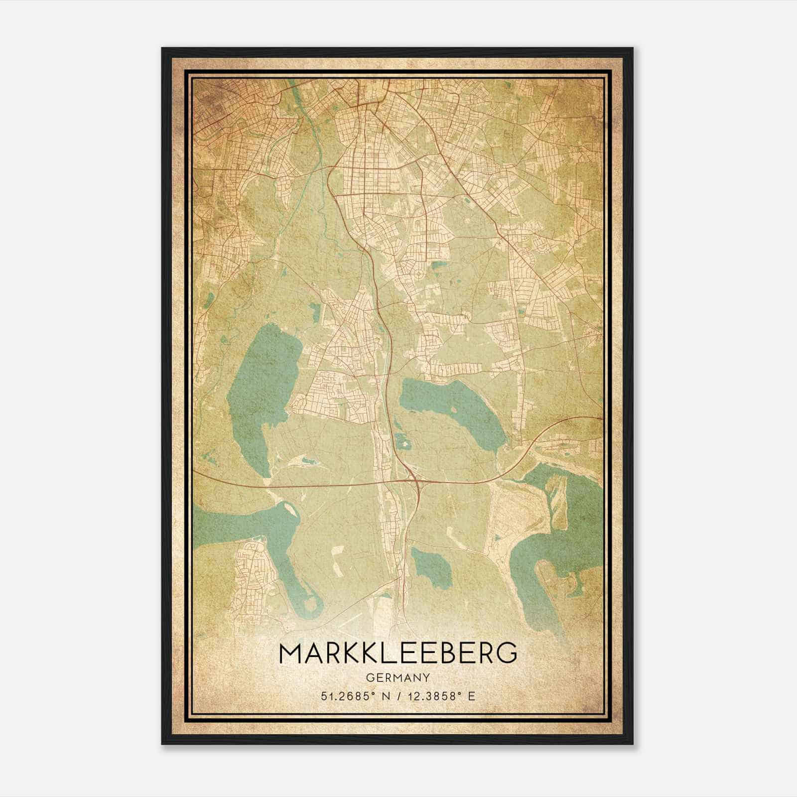 Vintage Markkleeberg Germany Map Poster, Markkleeberg City Road Wall Art Print