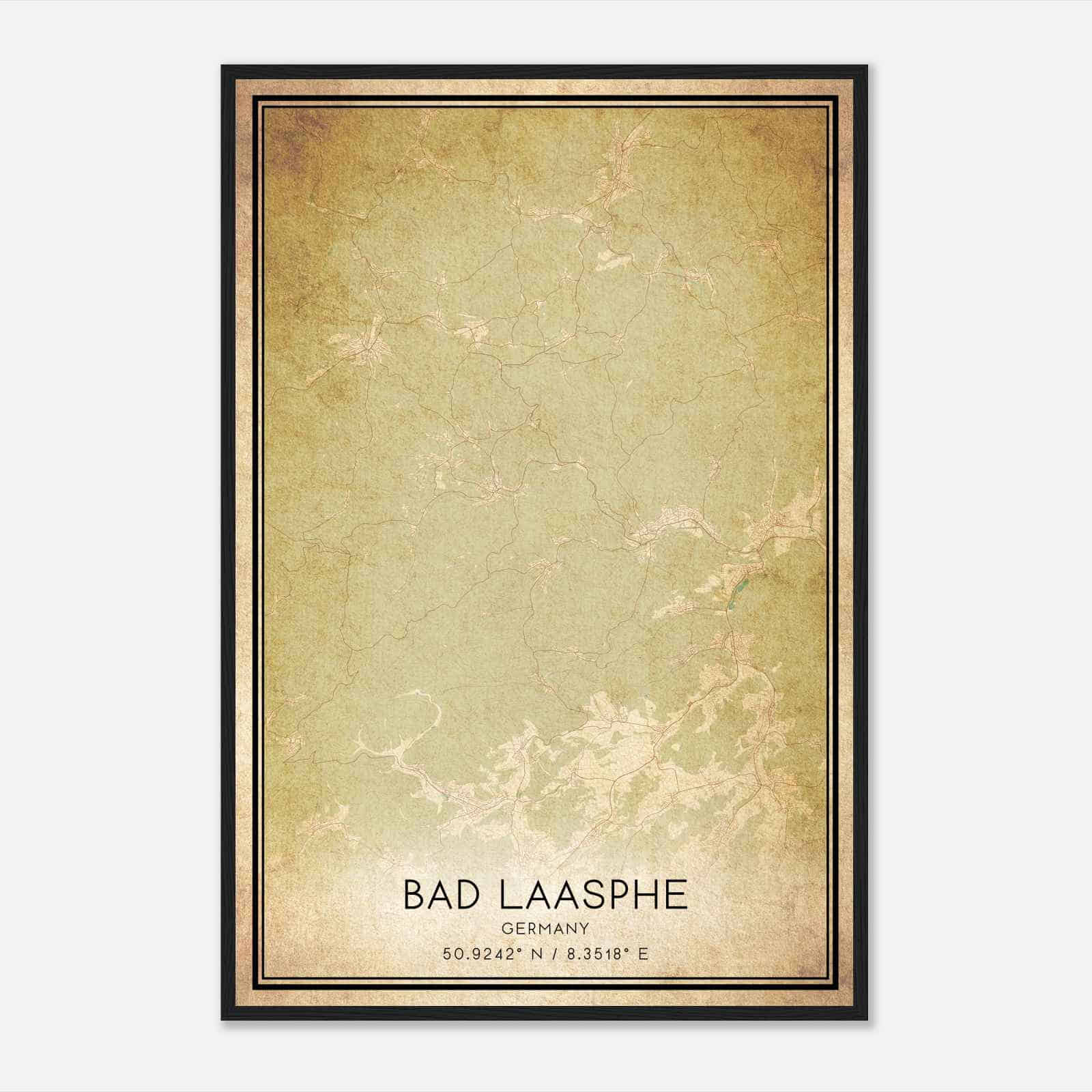 Vintage Bad Laasphe Germany Map Poster, Bad Laasphe City Road Wall Art Print