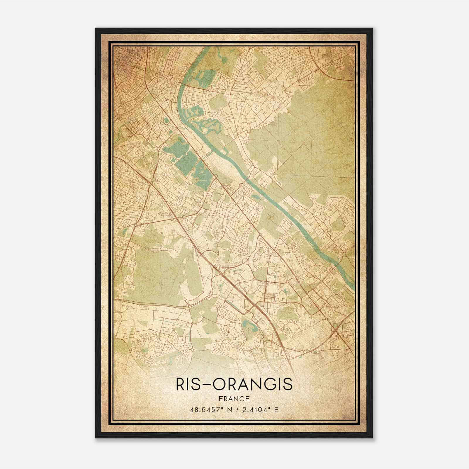 Vintage Ris-Orangis France Map Poster, Ris-Orangis City Road Wall Art Print