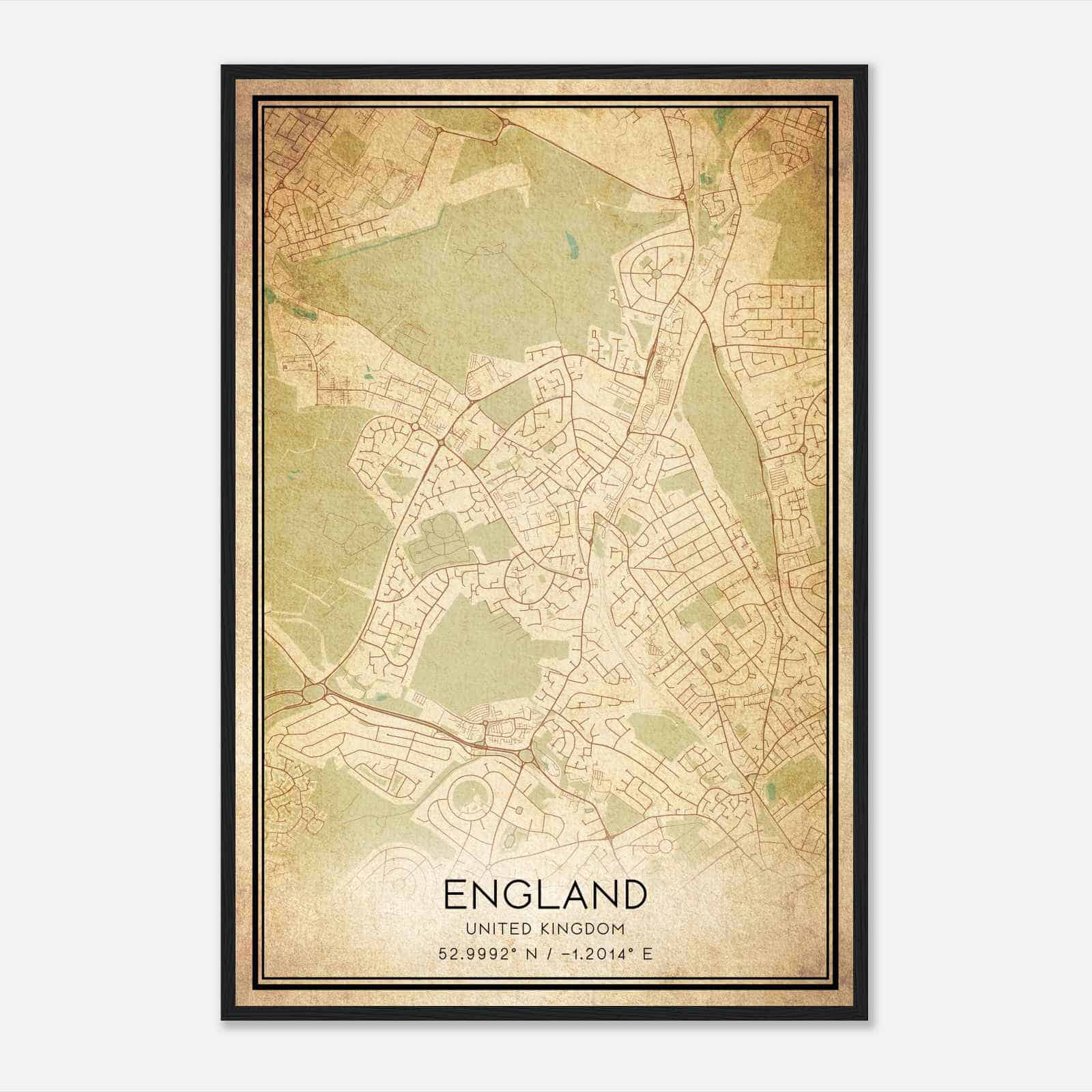 Vintage Bulwell United Kingdom Map Poster, Bulwell City Road Wall Art Print