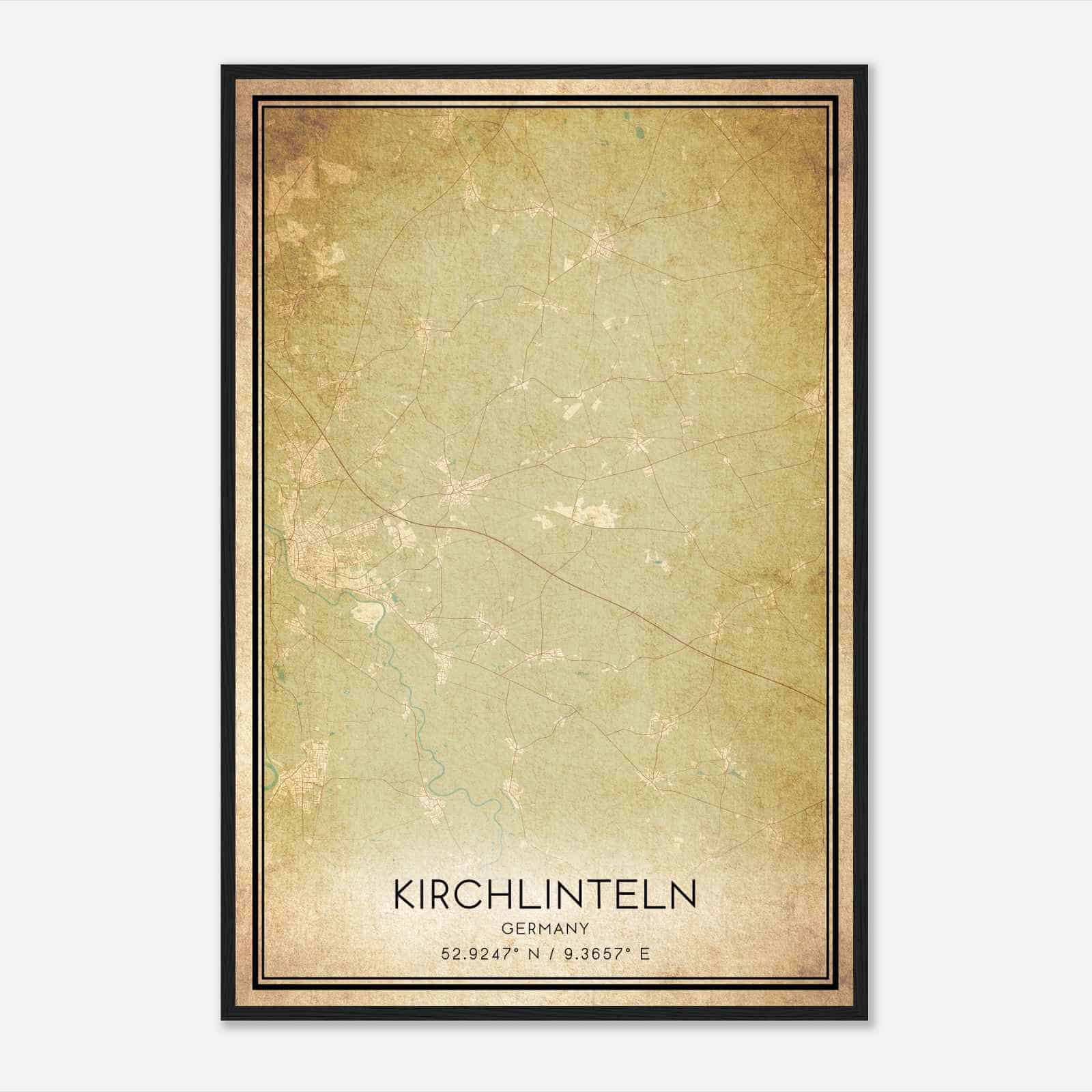 Vintage Kirchlinteln Germany Map Poster, Kirchlinteln City Road Wall Art Print
