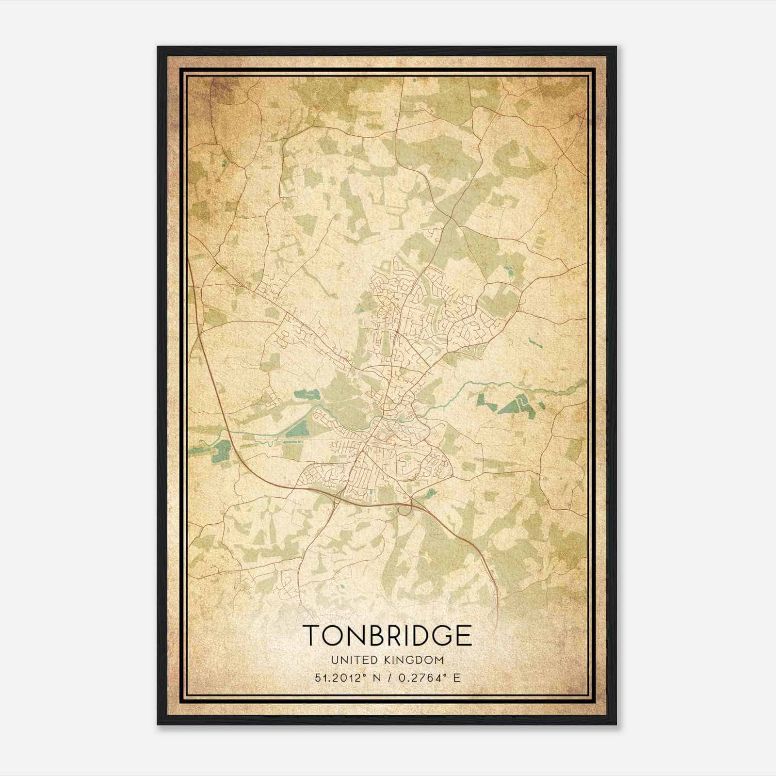 Vintage Tonbridge United Kingdom Map Poster, Tonbridge City Road Wall Art Print Vintage Tonbridge United Kingdom Map Poster, Tonbridge City Road Wall Art Print