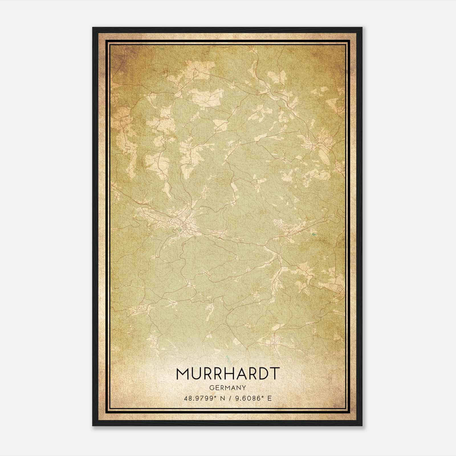 Vintage Murrhardt Germany Map Poster, Murrhardt City Road Wall Art Print