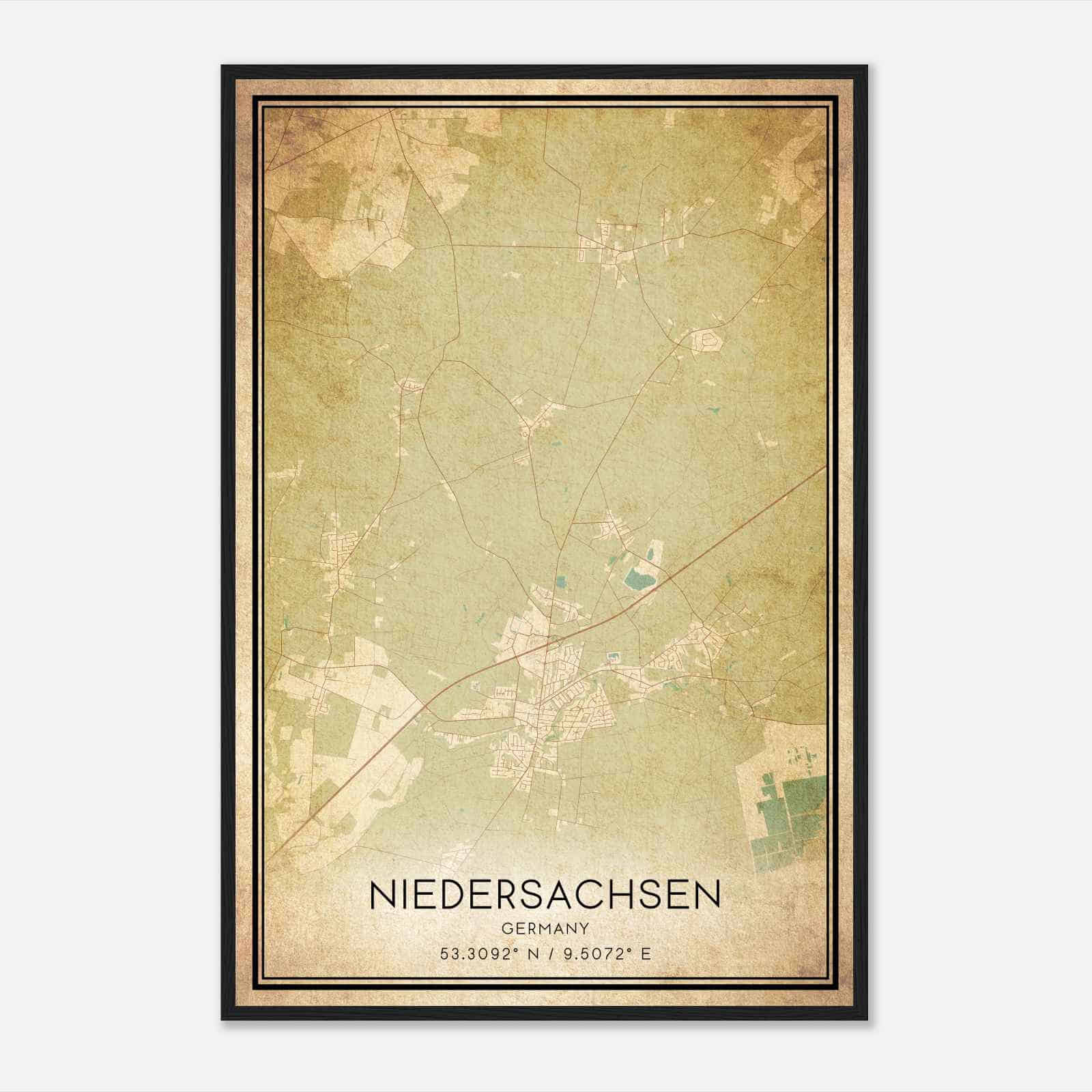 Vintage Sittensen Germany Map Poster, Sittensen City Road Wall Art Print