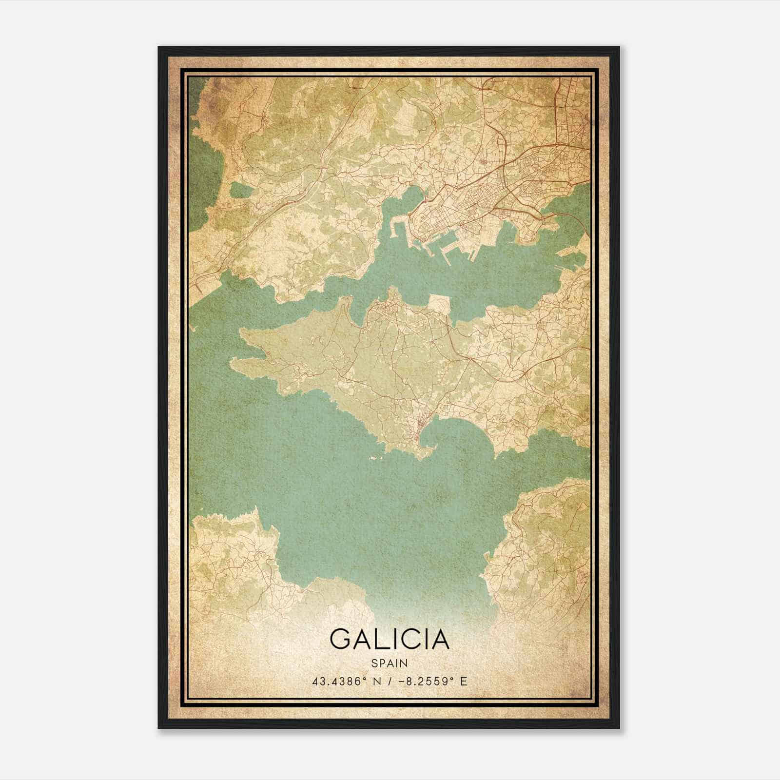 Vintage Ares Spain Map Poster, Ares City Road Wall Art Print