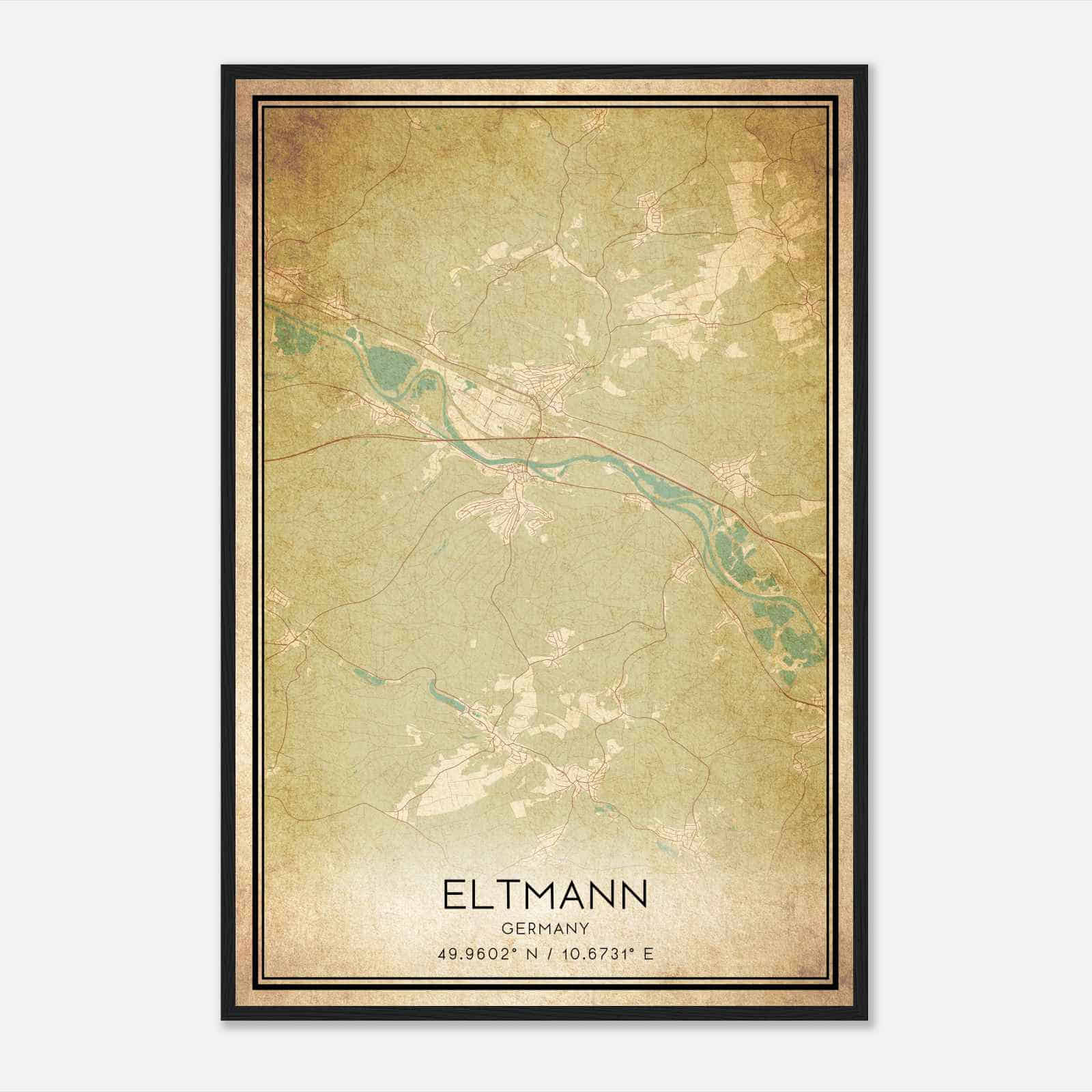 Vintage Eltmann Germany Map Poster, Eltmann City Road Wall Art Print