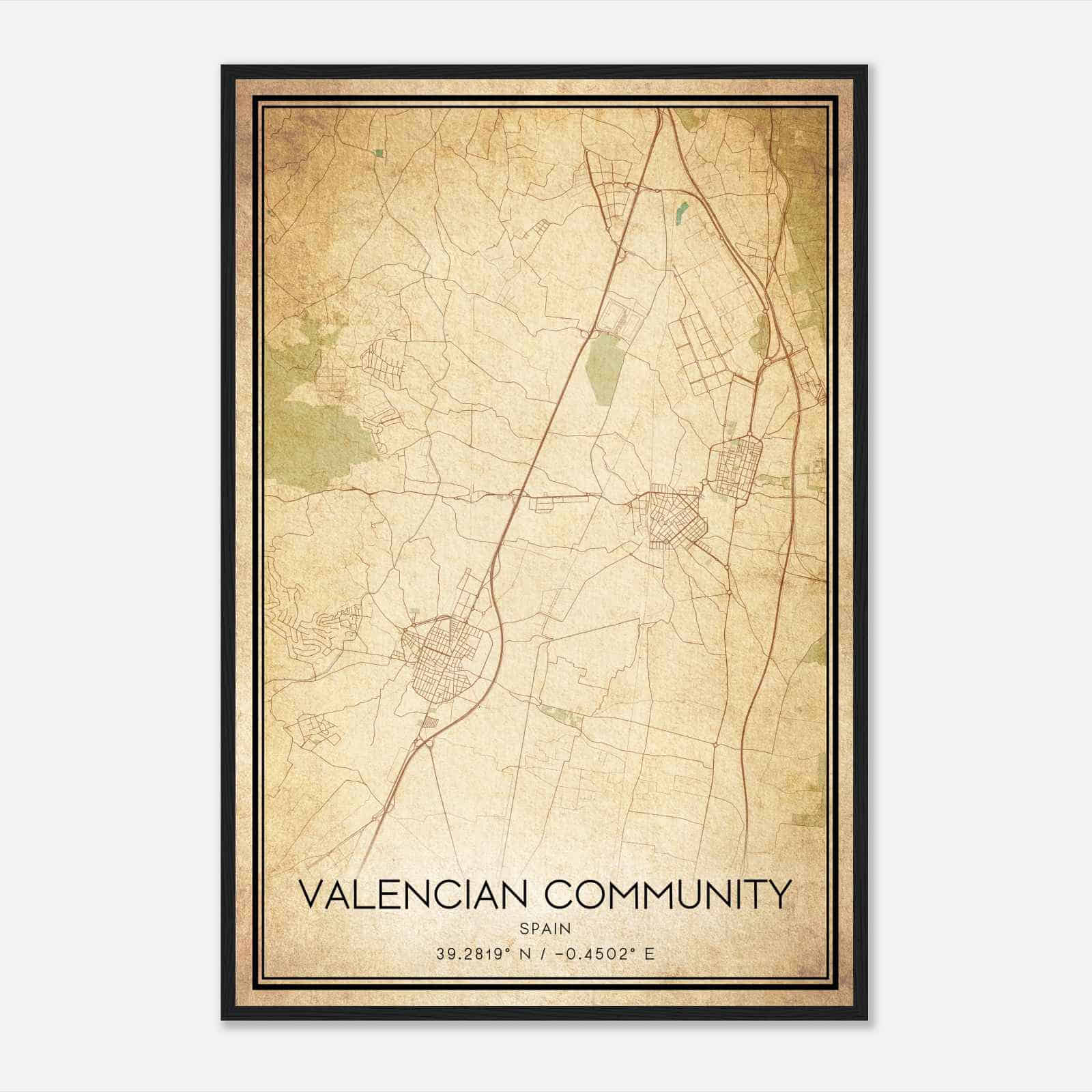 Vintage Benifayo Spain Map Poster, Benifayo City Road Wall Art Print