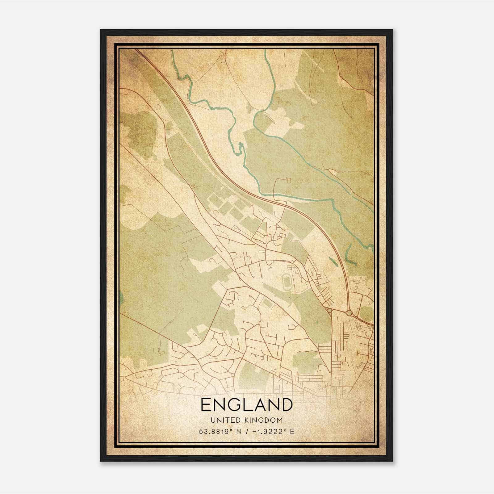 Vintage Utley United Kingdom Map Poster, Utley City Road Wall Art Print