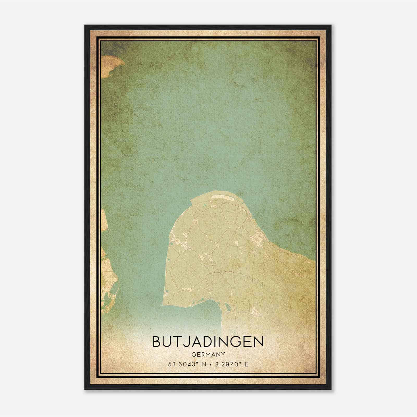 Vintage Butjadingen Germany Map Poster, Butjadingen City Road Wall Art Print