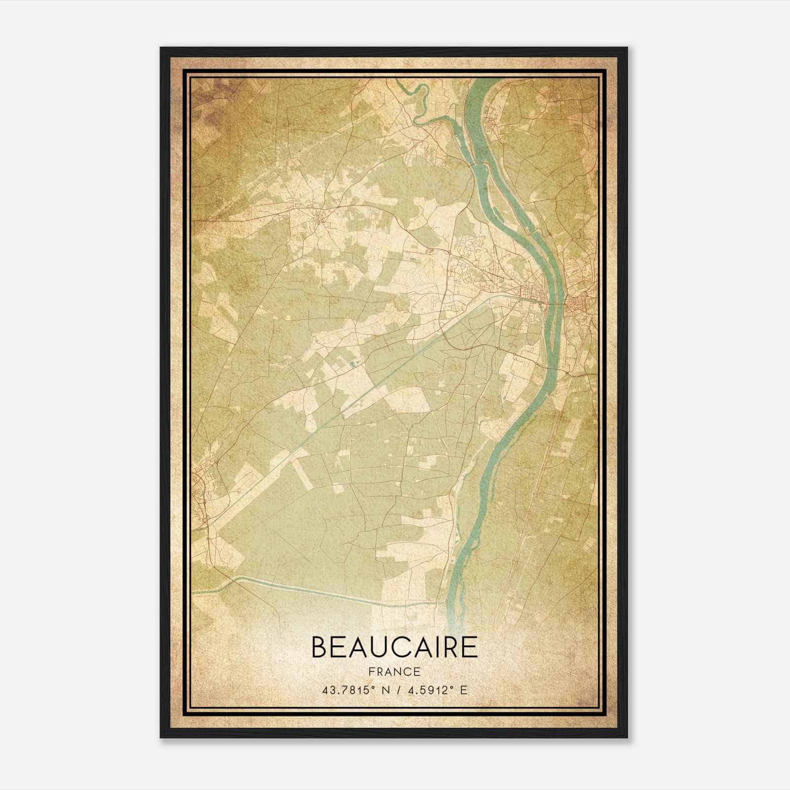Vintage Beaucaire France Map Poster, Beaucaire City Road Wall Art Print