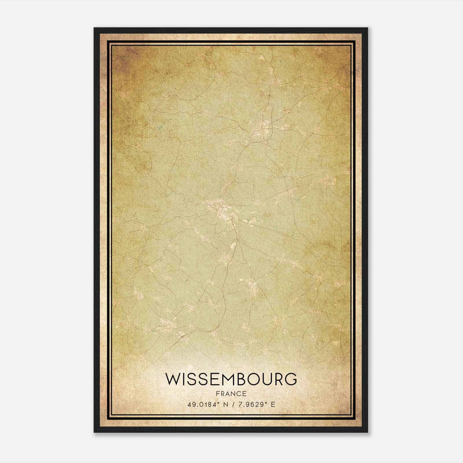 Vintage Wissembourg France Map Poster, Wissembourg City Road Wall Art Print