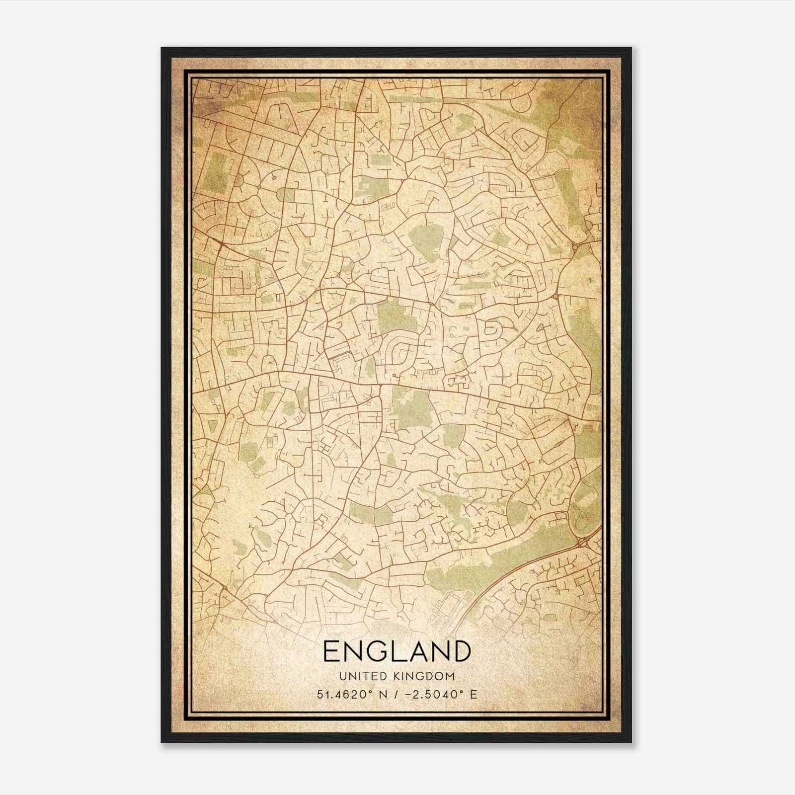 Vintage Kingswood United Kingdom Map Poster, Kingswood City Road Wall Art Print