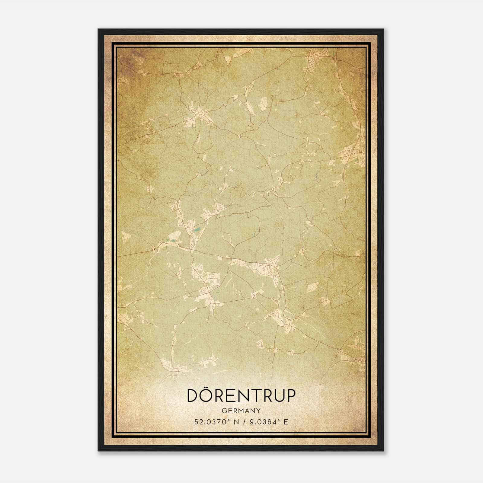 Vintage Dorentrup Germany Map Poster, Dorentrup City Road Wall Art Print
