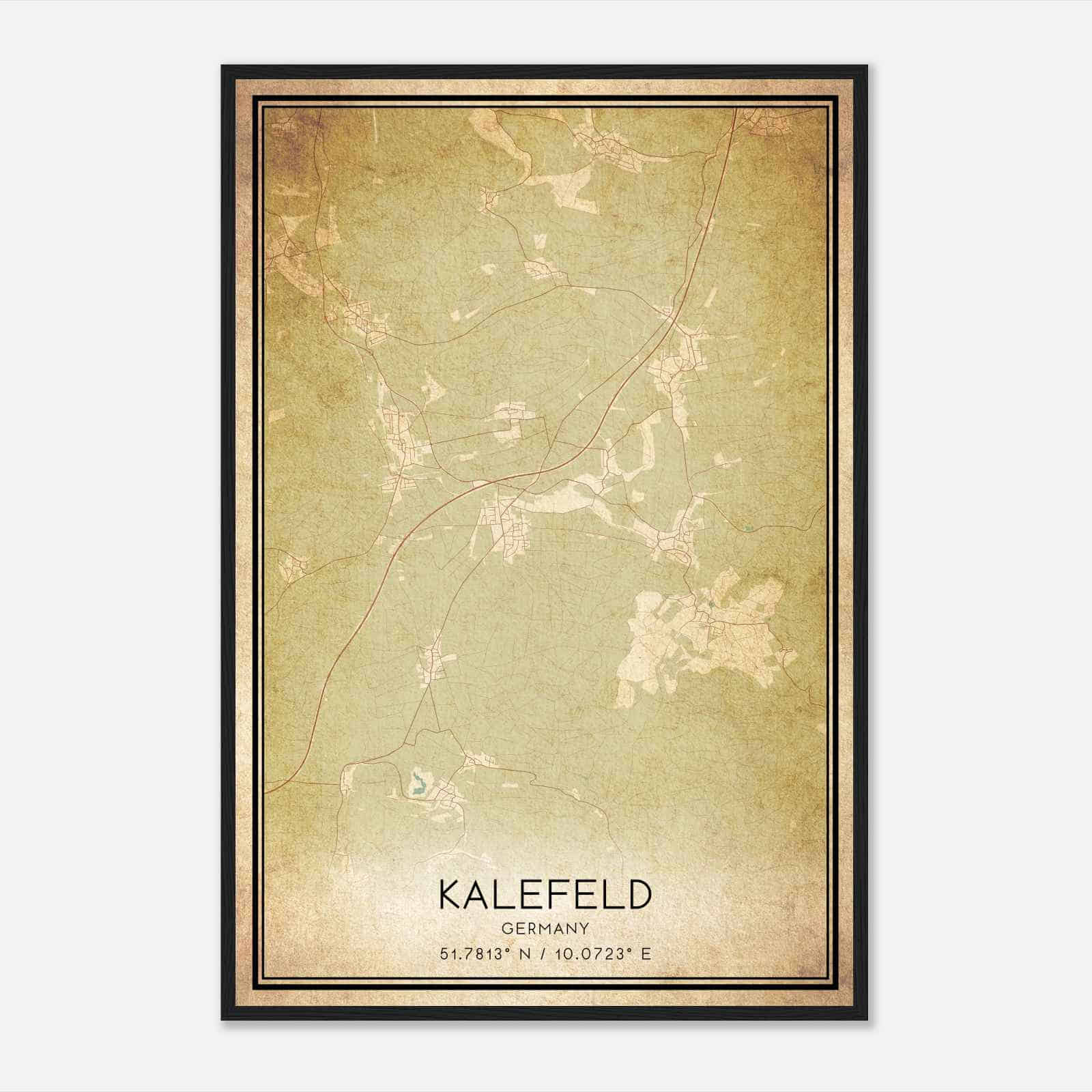 Vintage Kalefeld Germany Map Poster, Kalefeld City Road Wall Art Print