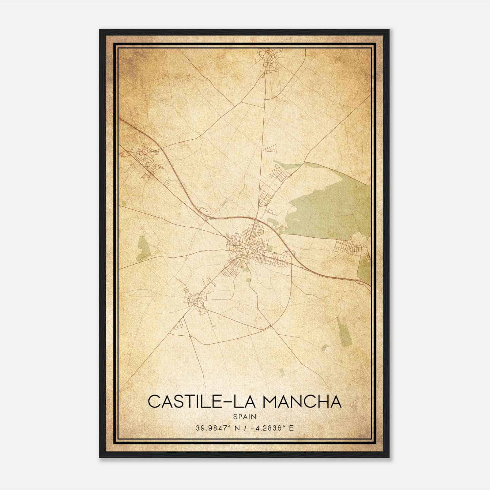 Vintage Torrijos Spain Map Poster, Torrijos City Road Wall Art Print