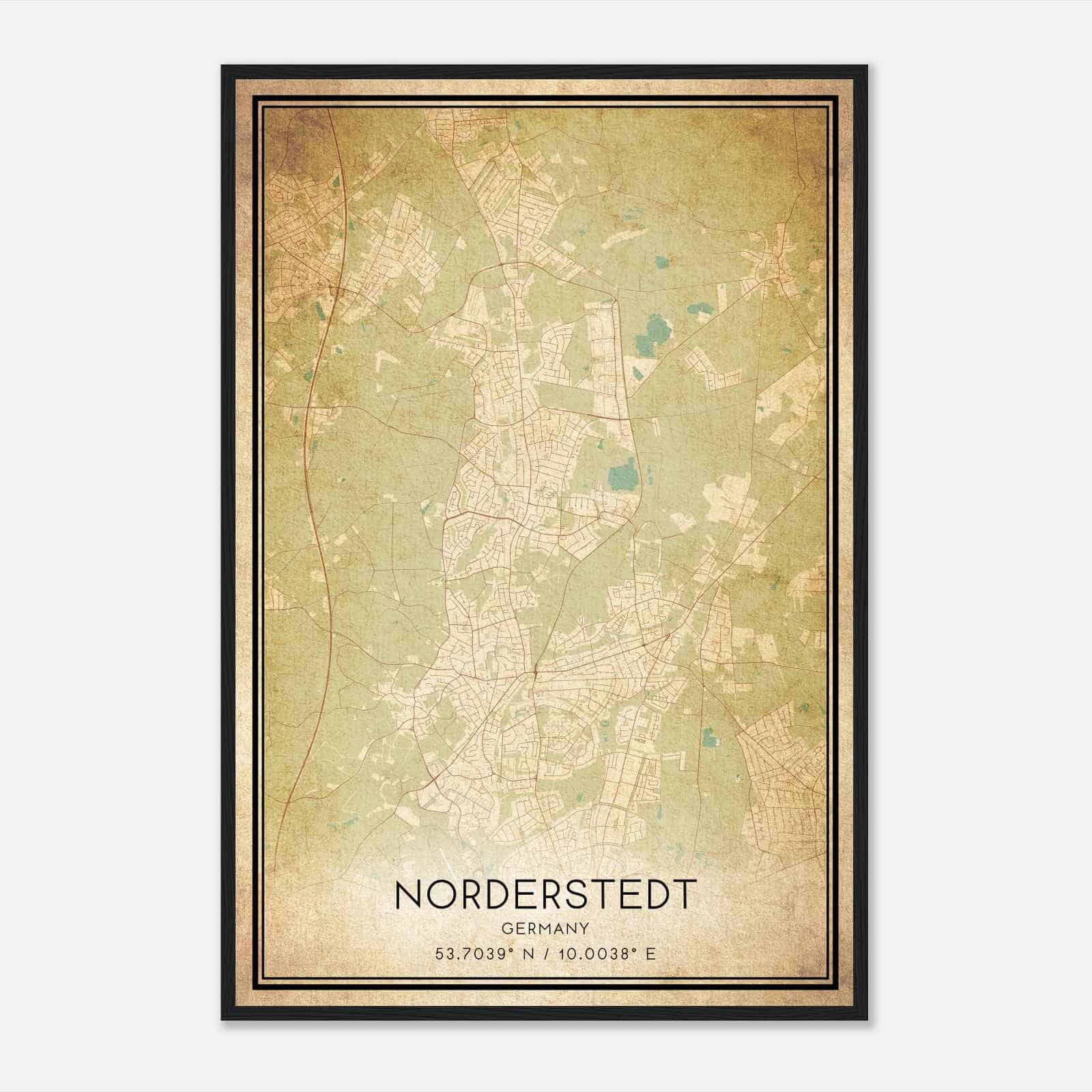 Vintage Norderstedt Germany Map Poster, Norderstedt City Road Wall Art Print