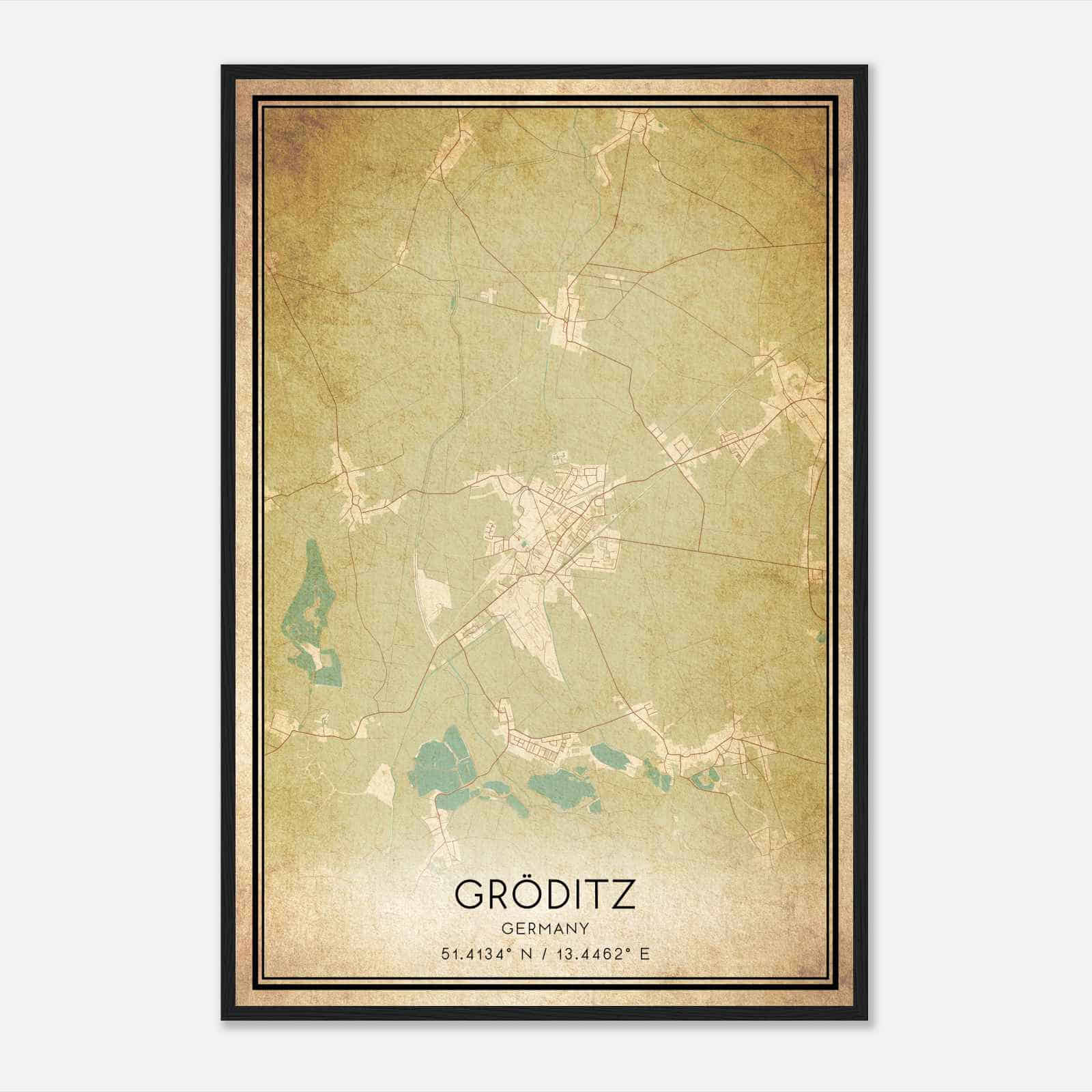 Vintage Groditz Germany Map Poster, Groditz City Road Wall Art Print Vintage Groditz Germany Map Poster, Groditz City Road Wall Art Print