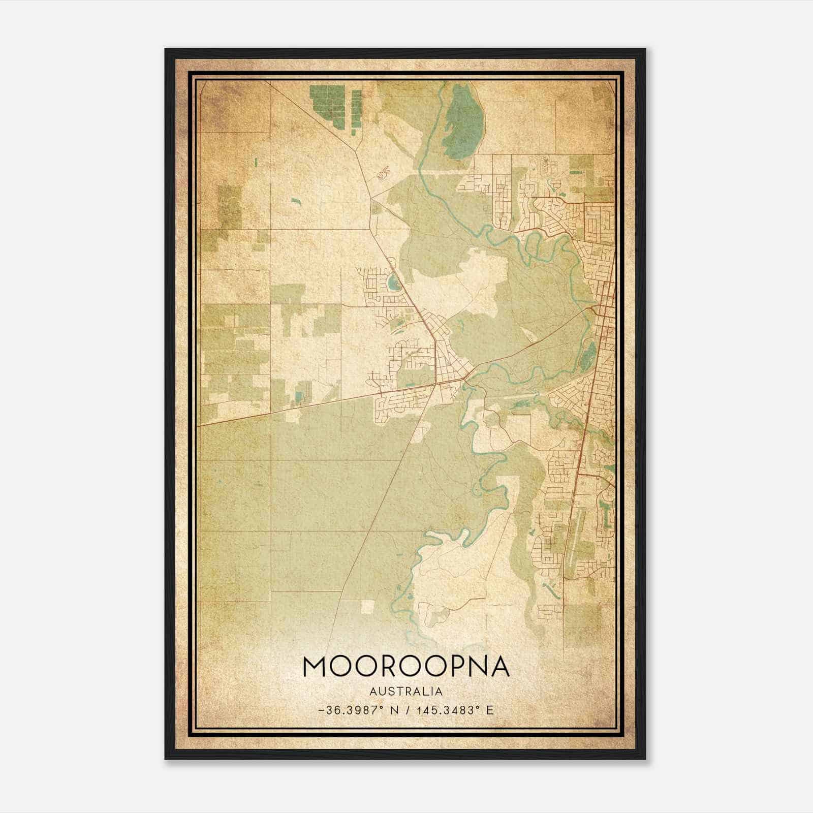 Vintage Mooroopna Australia Map Poster, Mooroopna City Road Wall Art Print Vintage Mooroopna Australia Map Poster, Mooroopna City Road Wall Art Print