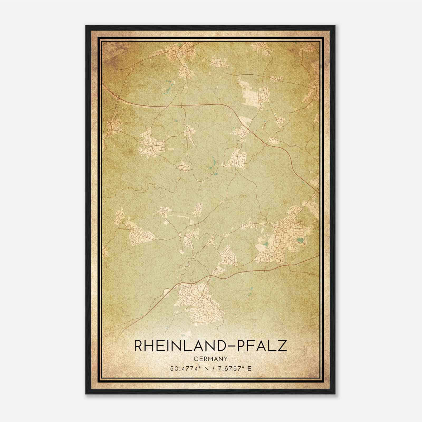 Vintage Ransbach-Baumbach Germany Map Poster, Ransbach-Baumbach City Road Wall Art Print