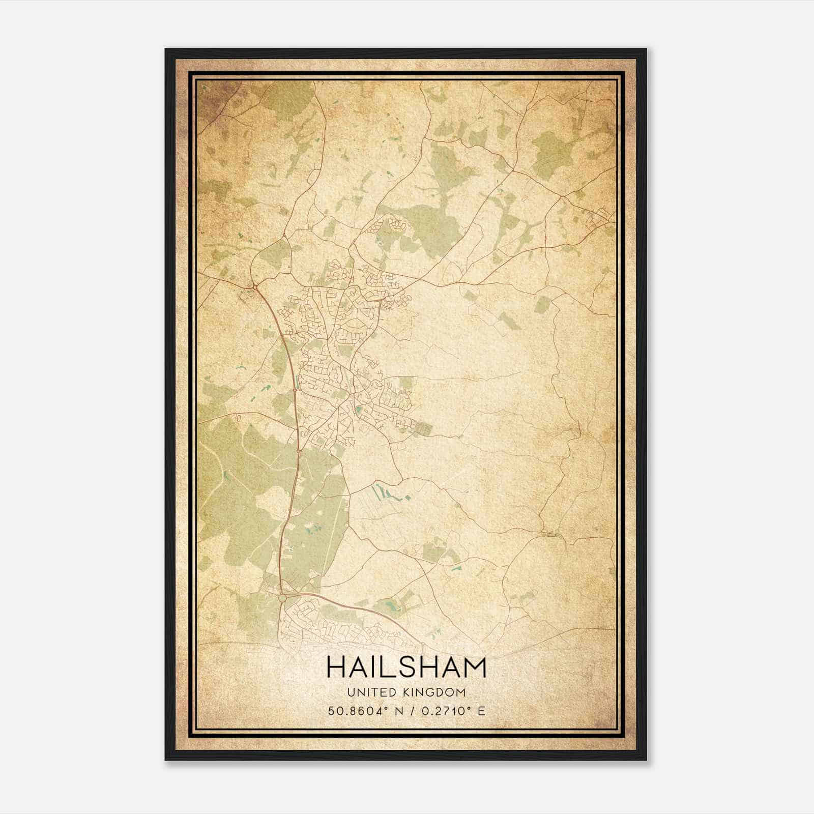 Vintage Hailsham United Kingdom Map Poster, Hailsham City Road Wall Art Print Vintage Hailsham United Kingdom Map Poster, Hailsham City Road Wall Art Print