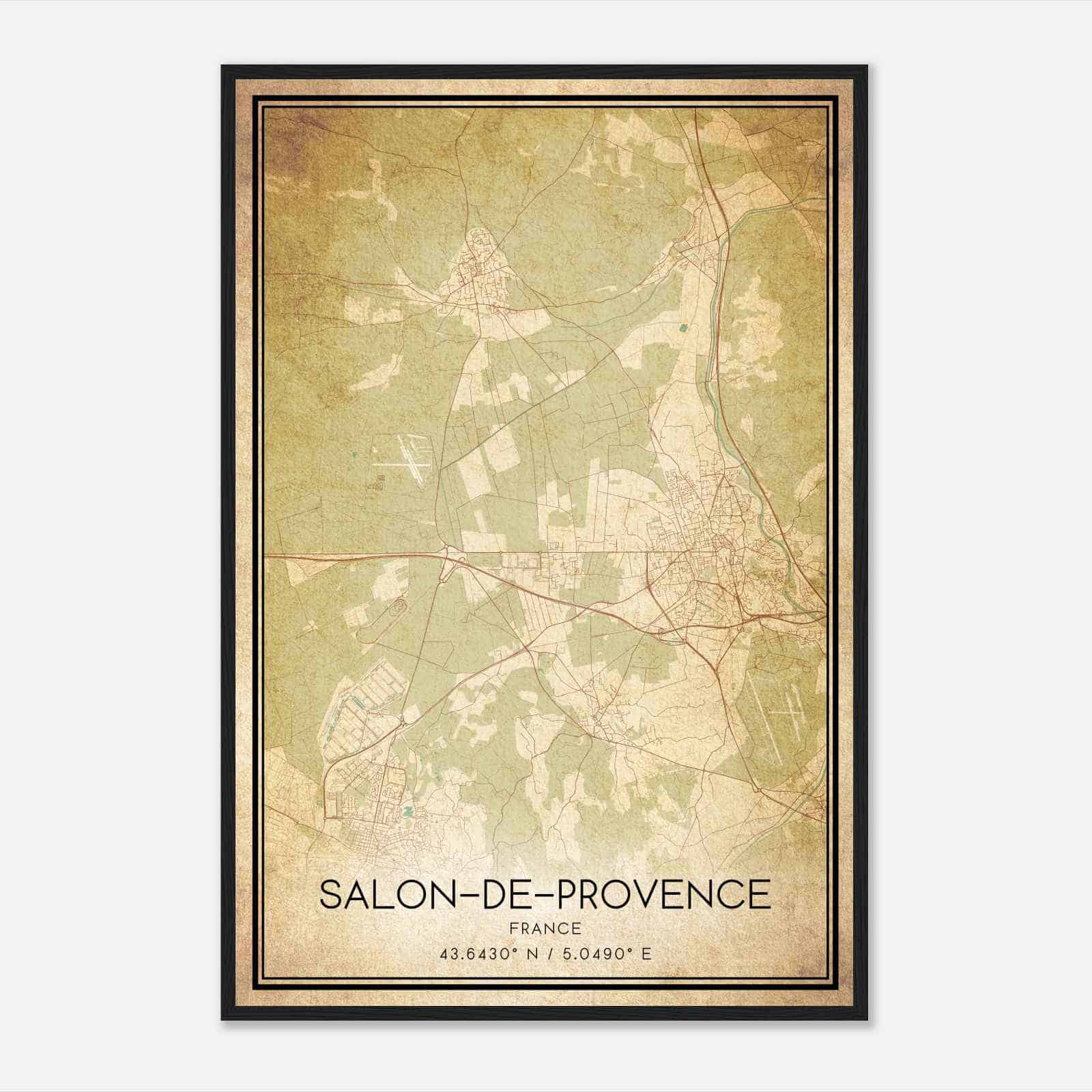 Vintage Salon-de-Provence France Map Poster, Salon-de-Provence City Road Wall Art Print