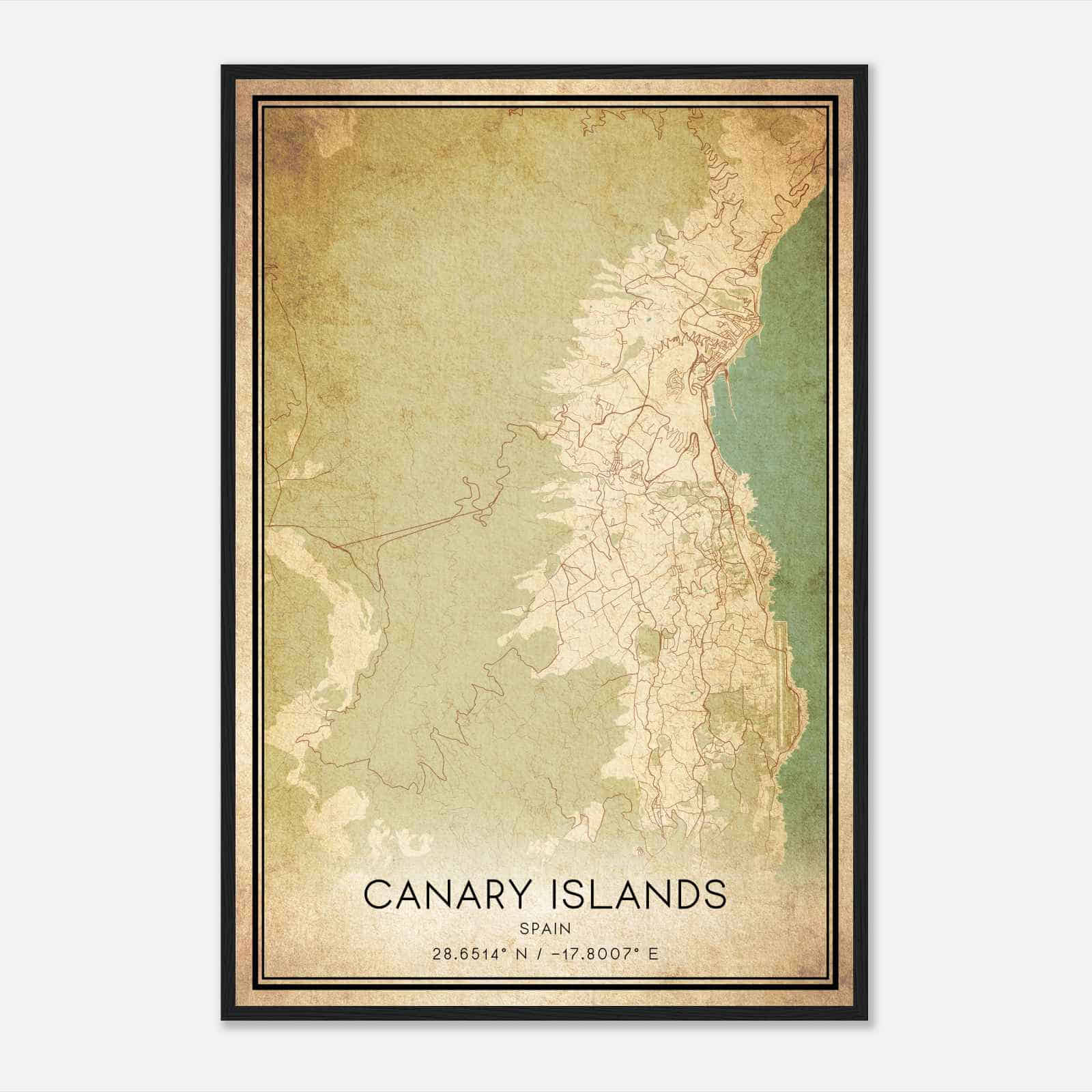 Vintage Brena Alta Spain Map Poster, Brena Alta City Road Wall Art Print