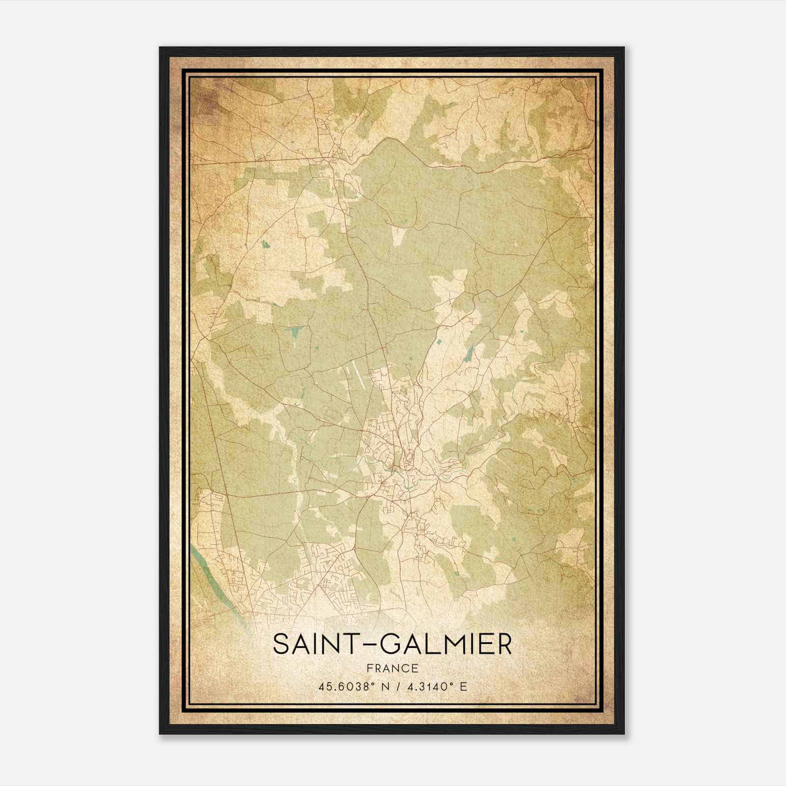 Vintage Saint-Galmier France Map Poster, Saint-Galmier City Road Wall Art Print