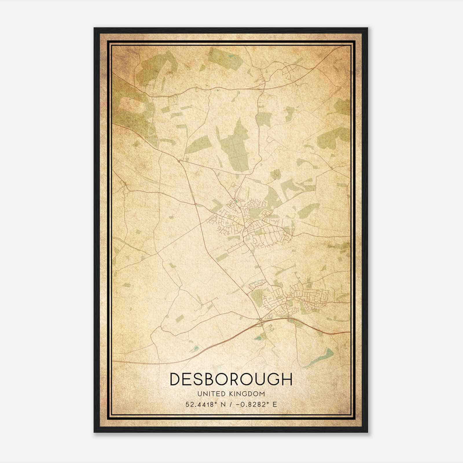 Vintage Desborough United Kingdom Map Poster, Desborough City Road Wall Art Print