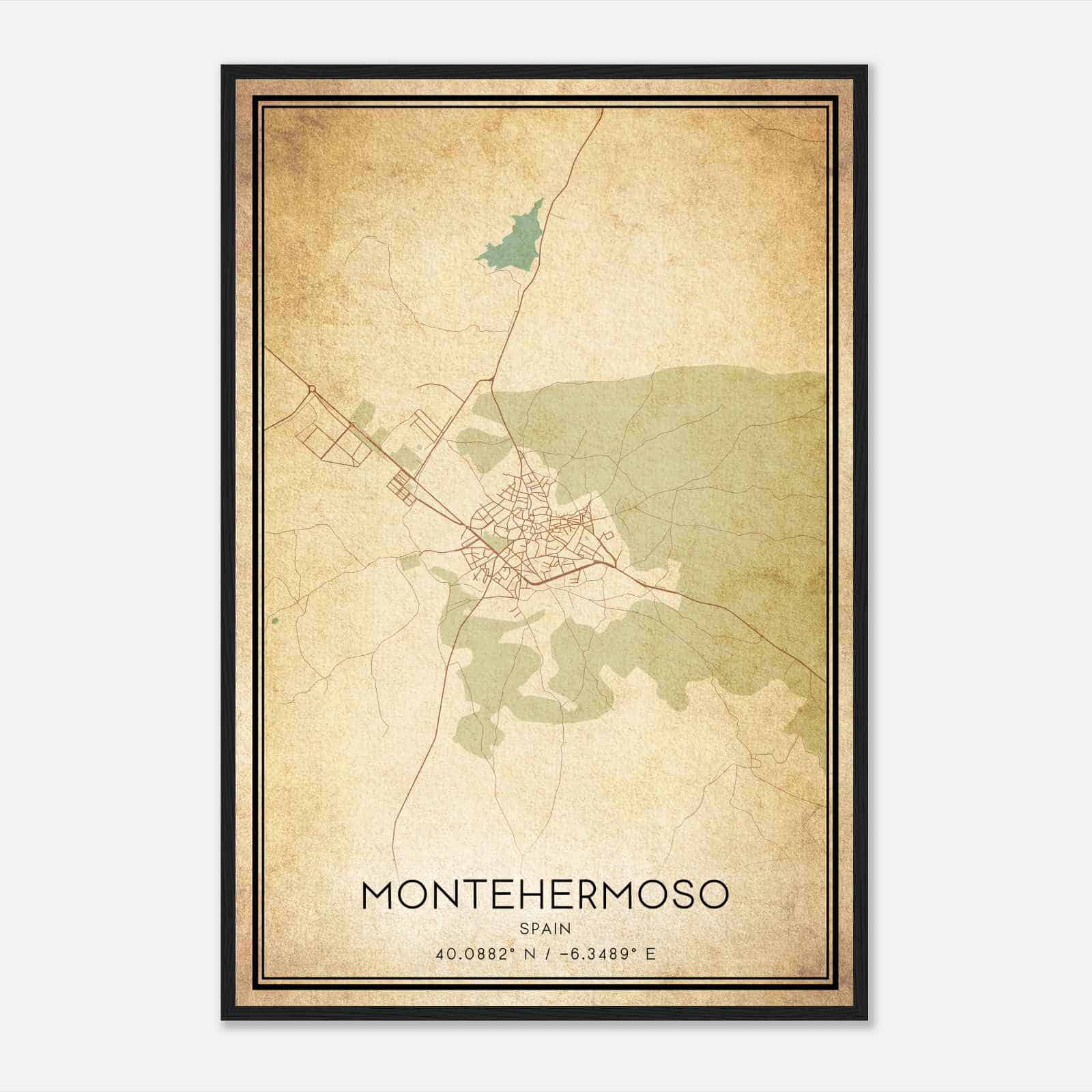 Vintage Montehermoso Spain Map Poster, Montehermoso City Road Wall Art Print Vintage Montehermoso Spain Map Poster, Montehermoso City Road Wall Art Print
