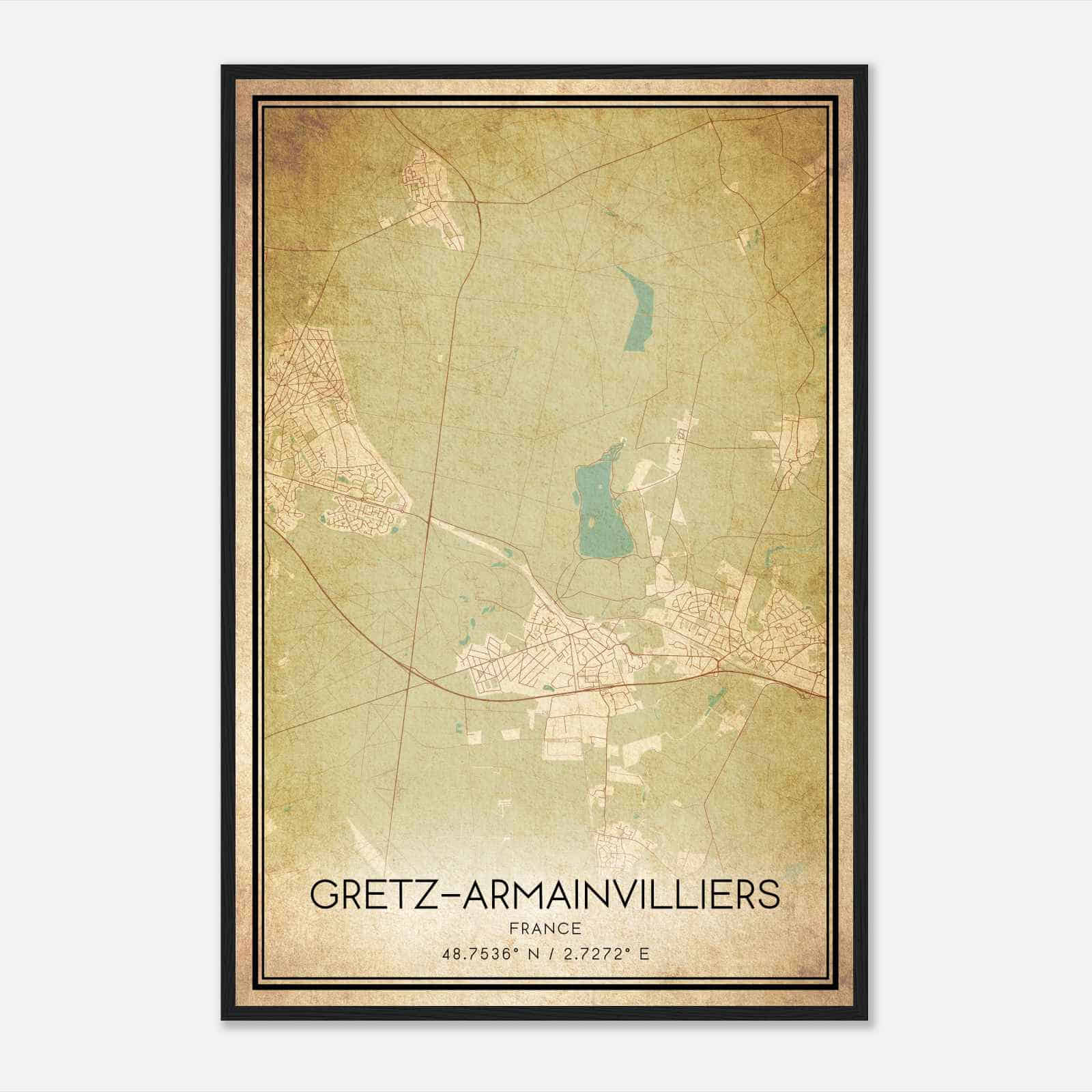 Vintage Gretz-Armainvilliers France Map Poster, Gretz-Armainvilliers City Road Wall Art Print Vintage Gretz-Armainvilliers France Map Poster, Gretz-Armainvilliers City Road Wall Art Print