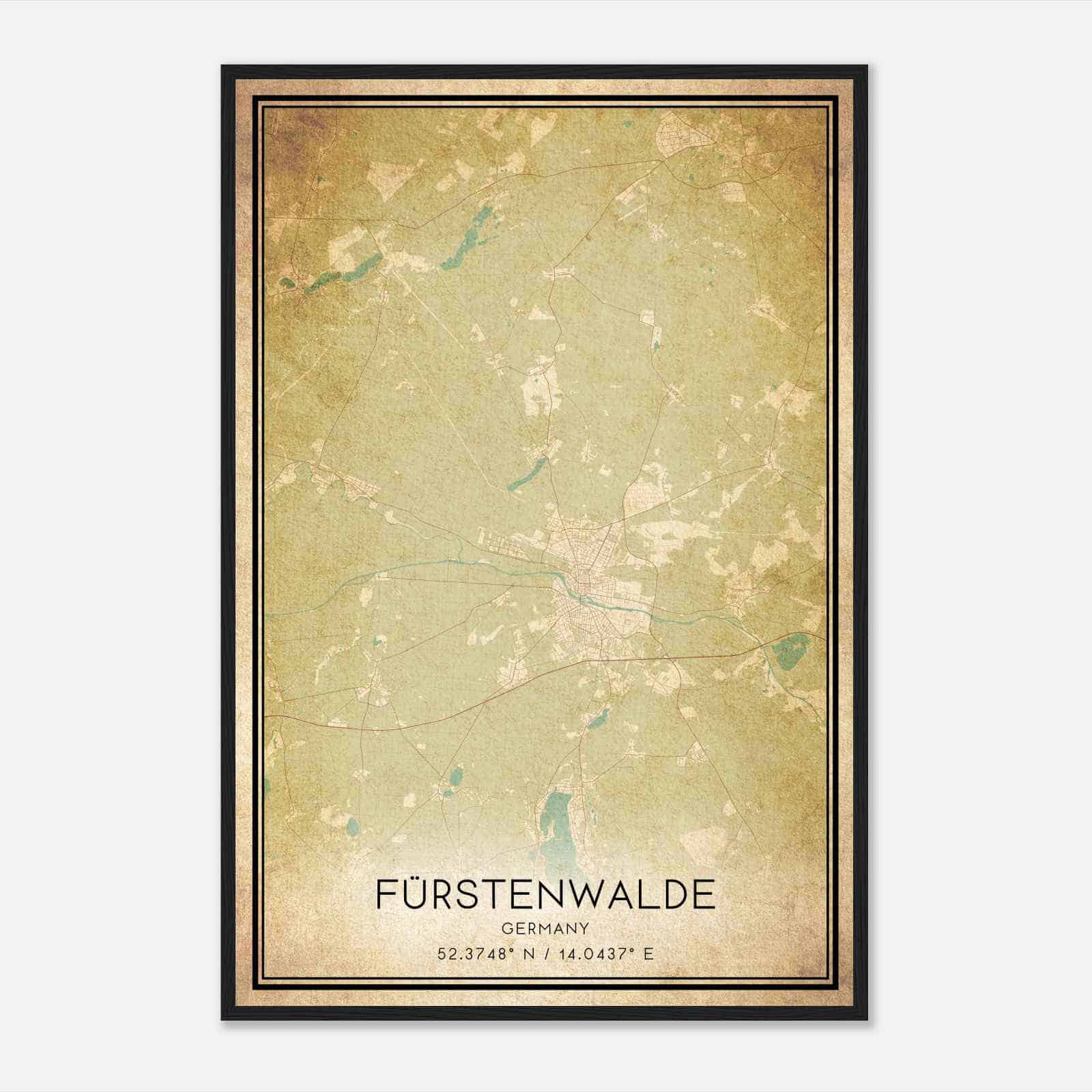 Vintage Furstenwalde Germany Map Poster, Furstenwalde City Road Wall Art Print Vintage Furstenwalde Germany Map Poster, Furstenwalde City Road Wall Art Print