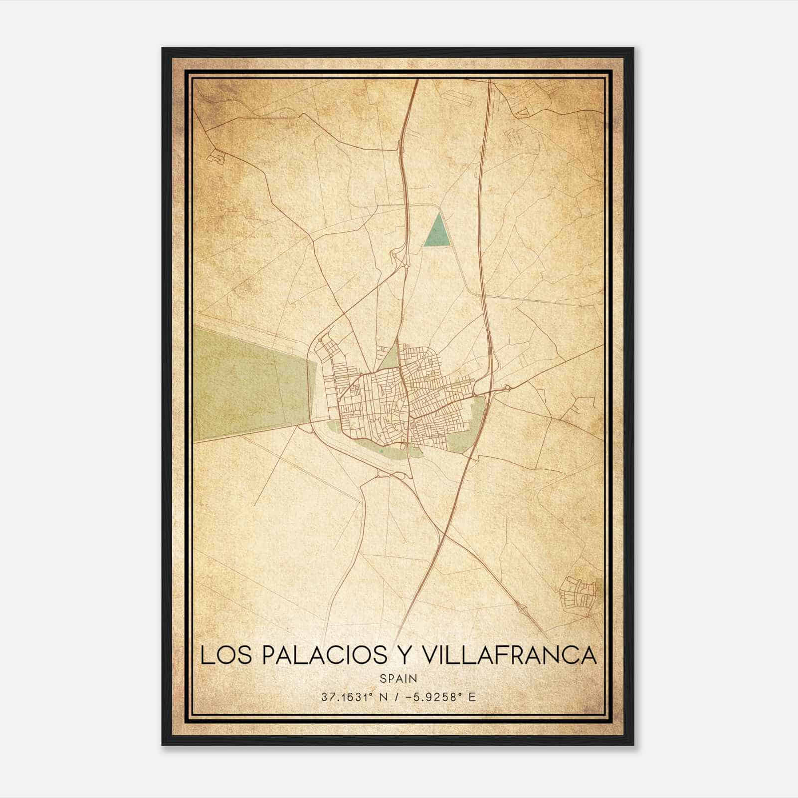 Vintage Los Palacios y Villafranca Spain Map Poster, Los Palacios y Villafranca City Road Wall Art Print