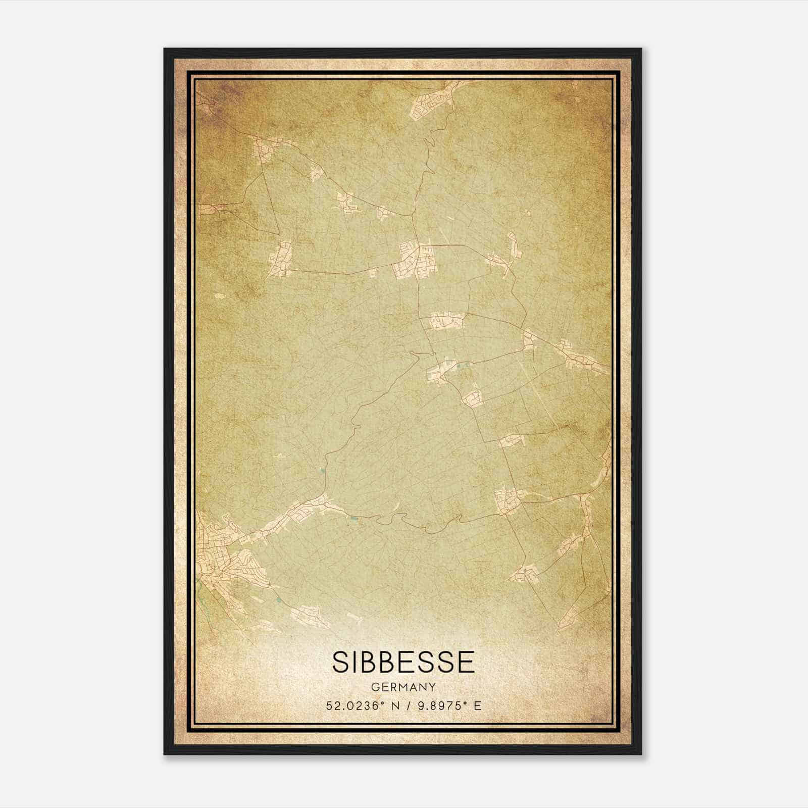 Vintage Sibbesse Germany Map Poster, Sibbesse City Road Wall Art Print