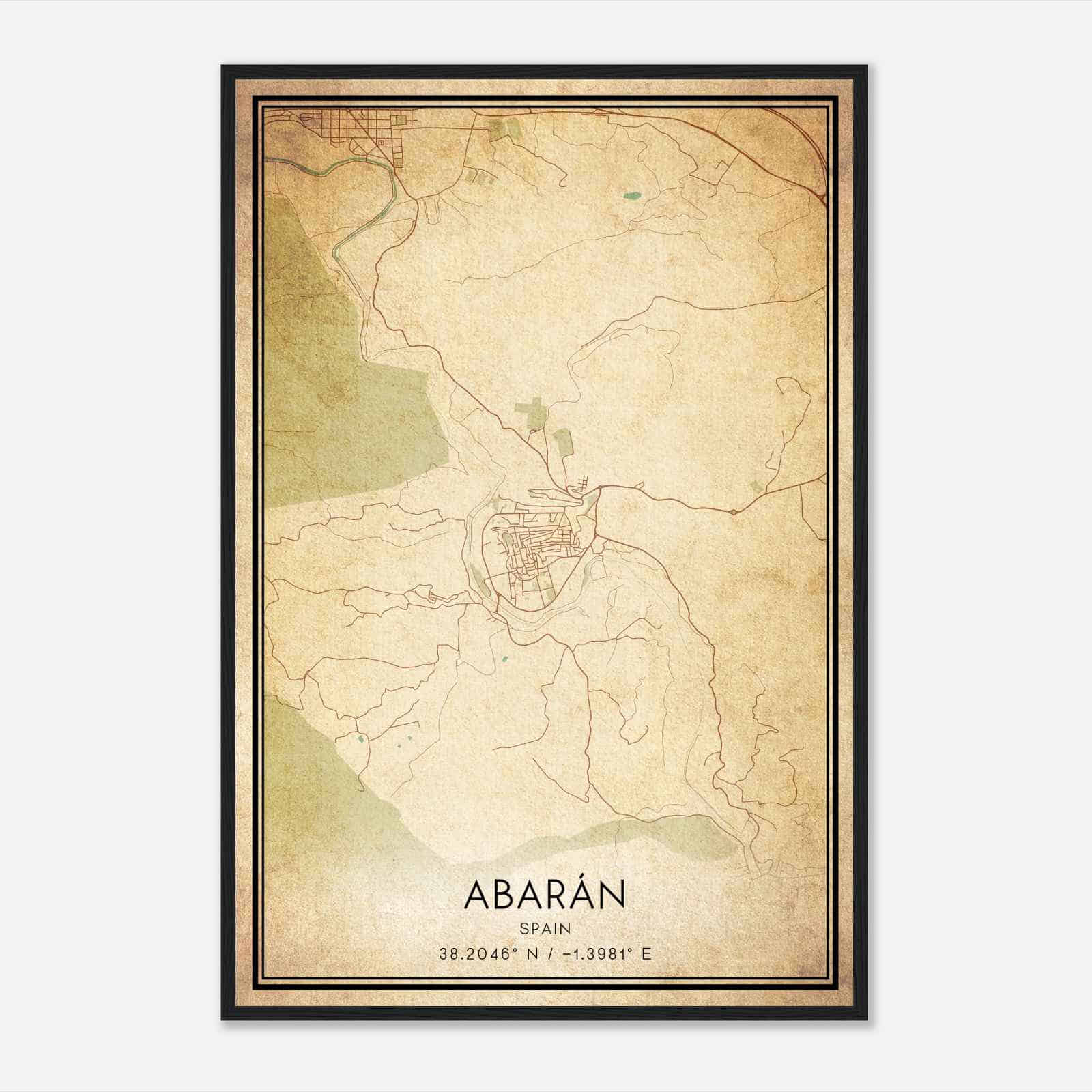 Vintage Abaran Spain Map Poster, Abaran City Road Wall Art Print