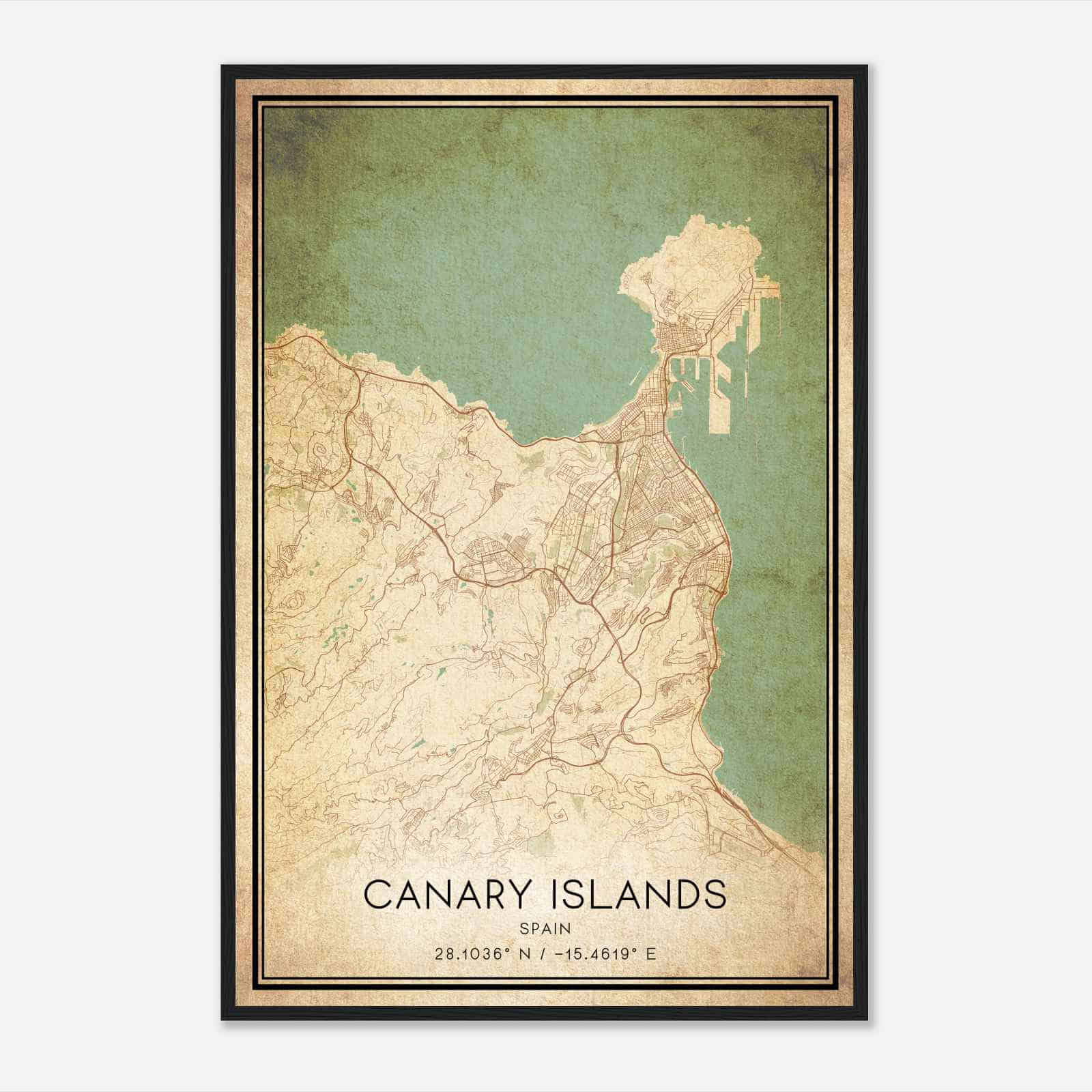 Vintage Las Palmas Spain Map Poster, Las Palmas City Road Wall Art Print