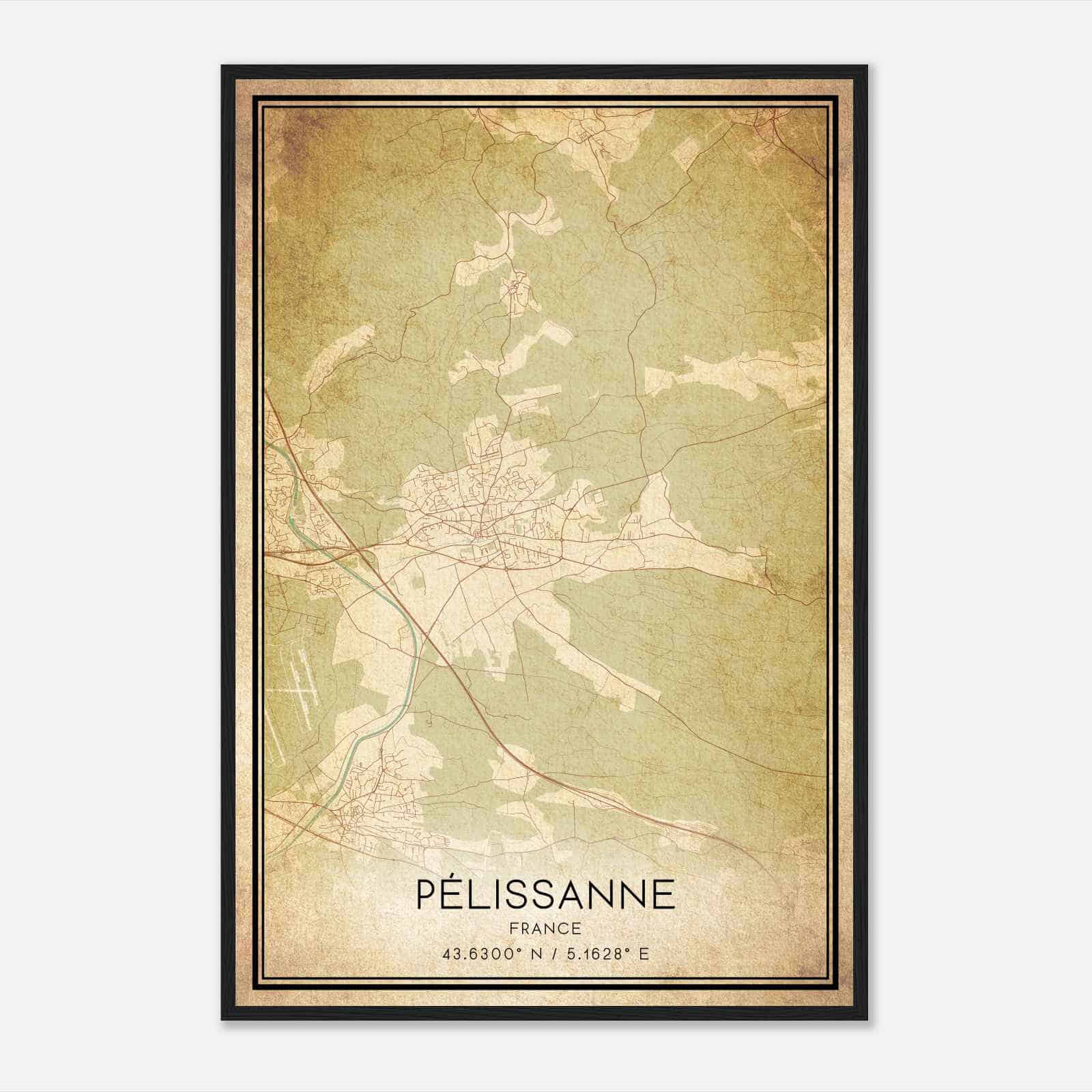 Vintage Pelissanne France Map Poster, Pelissanne City Road Wall Art Print
