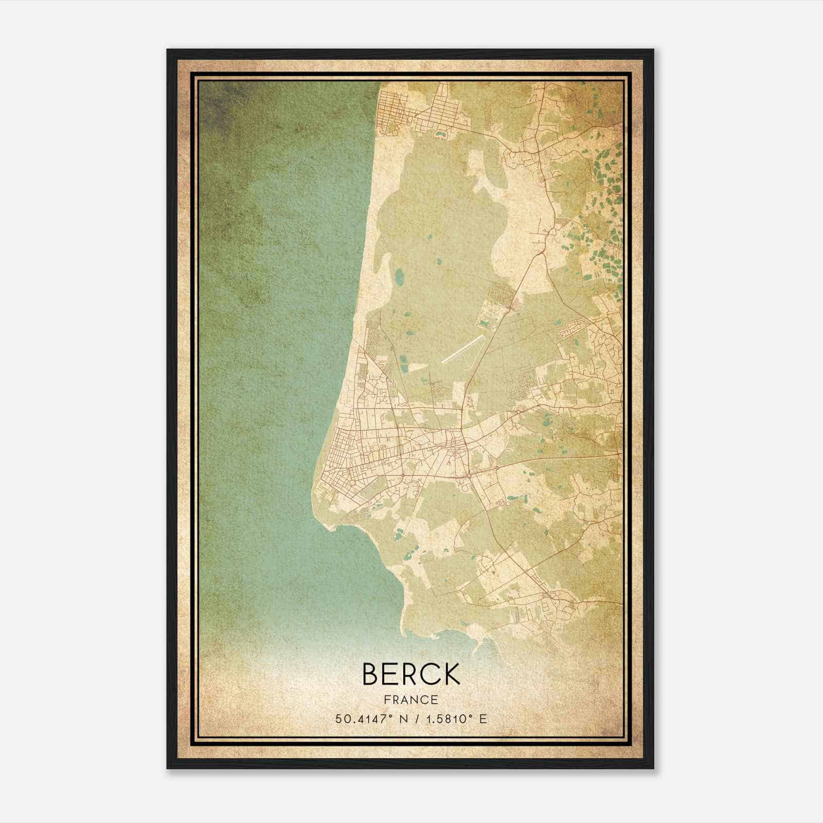 Vintage Berck-sur-Mer France Map Poster, Berck-sur-Mer City Road Wall Art Print