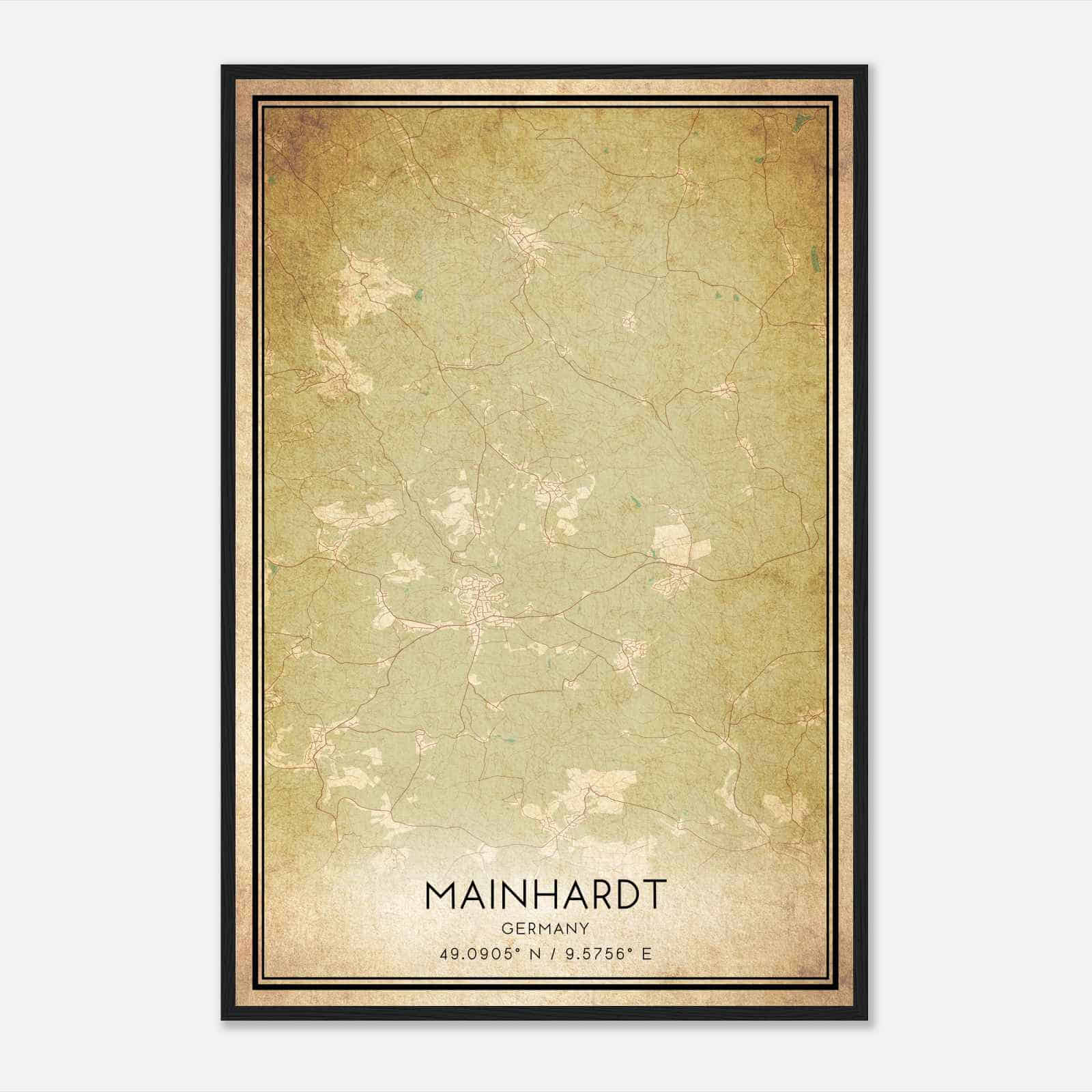 Vintage Mainhardt Germany Map Poster, Mainhardt City Road Wall Art Print