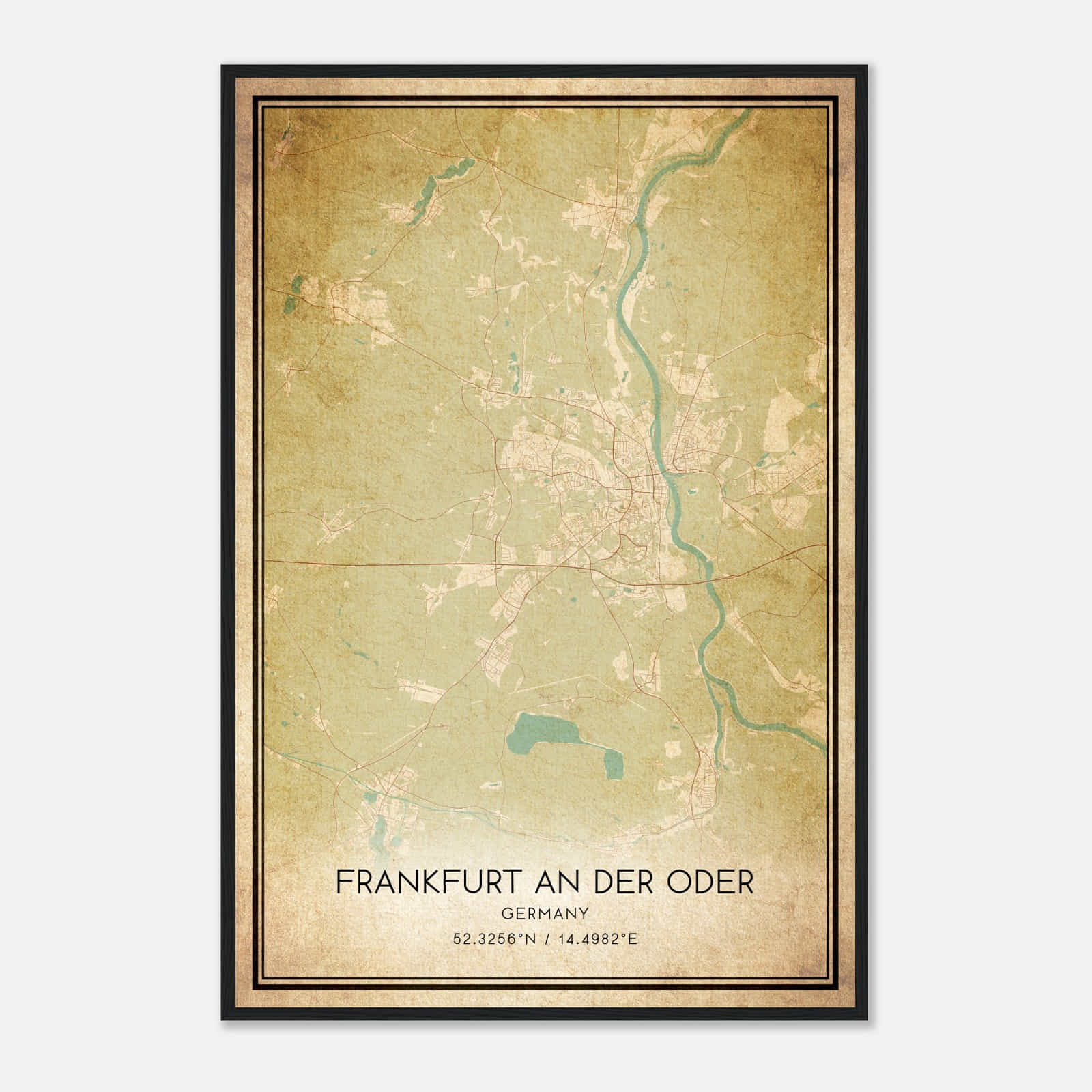 Vintage Frankfurt (Oder) Germany Map Poster, Frankfurt (Oder) City Road Wall Art Print Vintage Frankfurt (Oder) Germany Map Poster, Frankfurt (Oder) City Road Wall Art Print