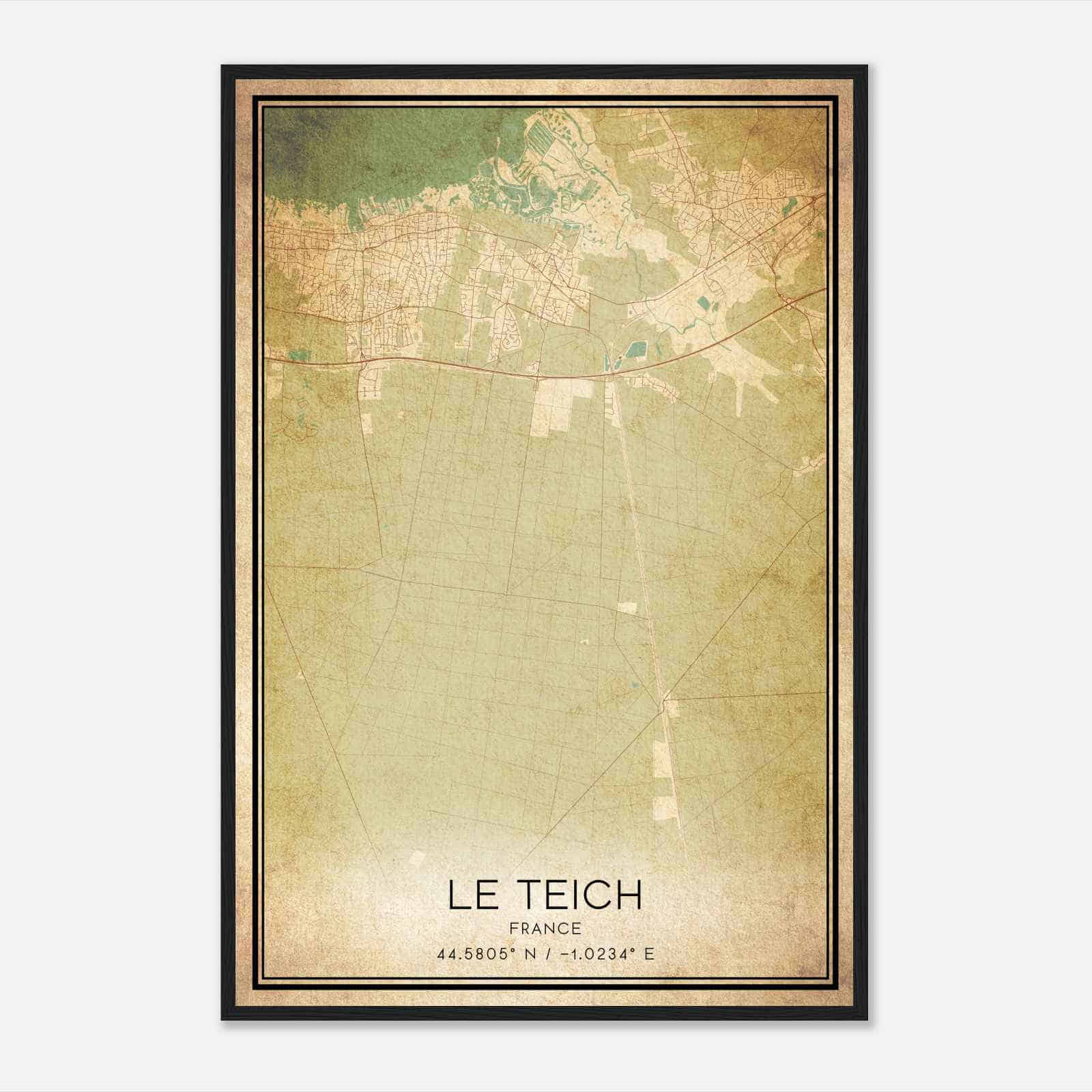 Vintage Le Teich France Map Poster, Le Teich City Road Wall Art Print
