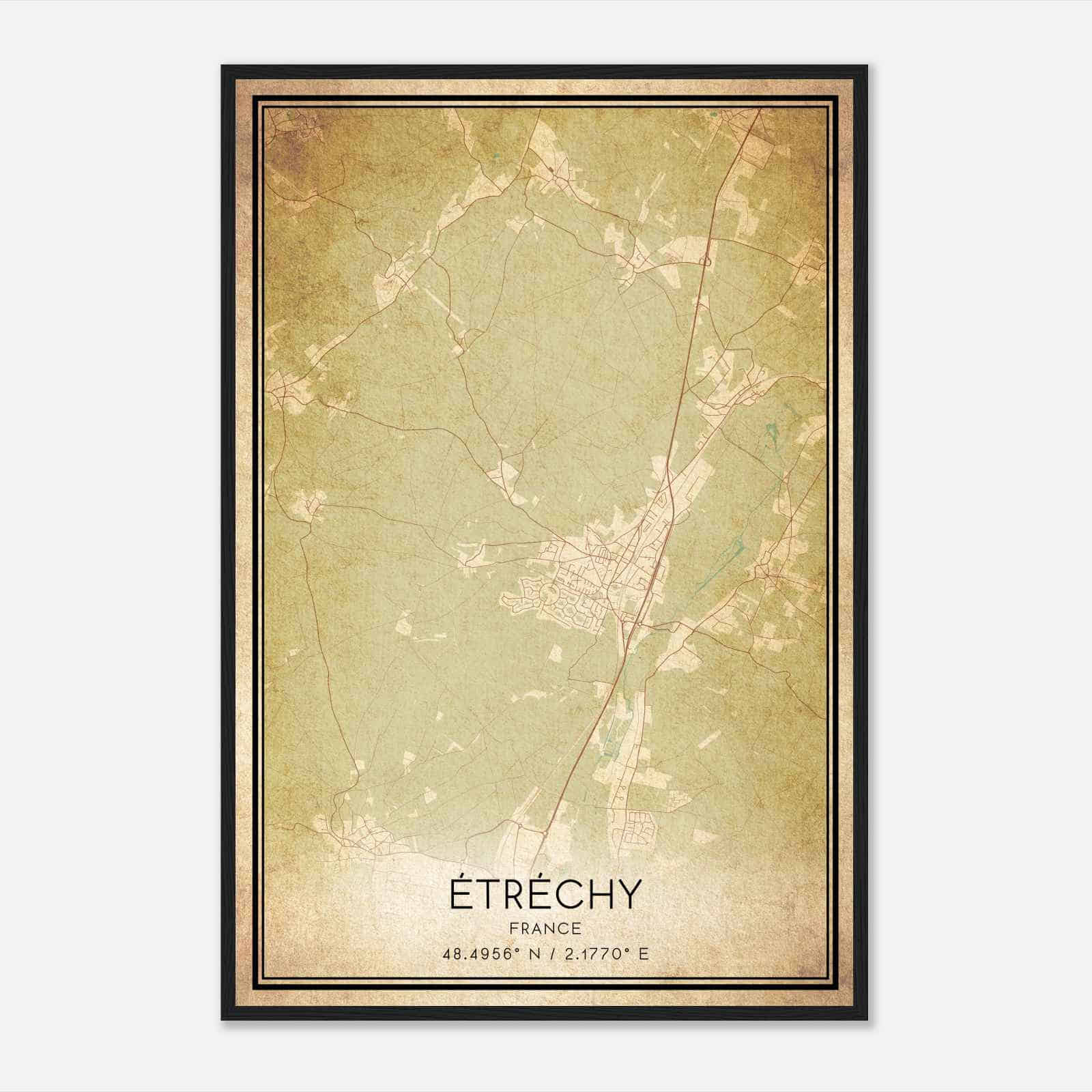 Vintage Etrechy France Map Poster, Etrechy City Road Wall Art Print Vintage Etrechy France Map Poster, Etrechy City Road Wall Art Print