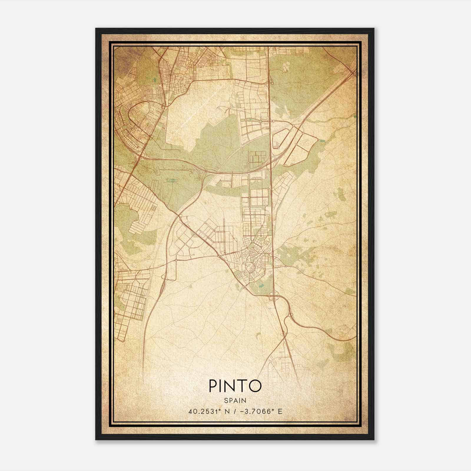 Vintage Pinto Spain Map Poster, Pinto City Road Wall Art Print Vintage Pinto Spain Map Poster, Pinto City Road Wall Art Print