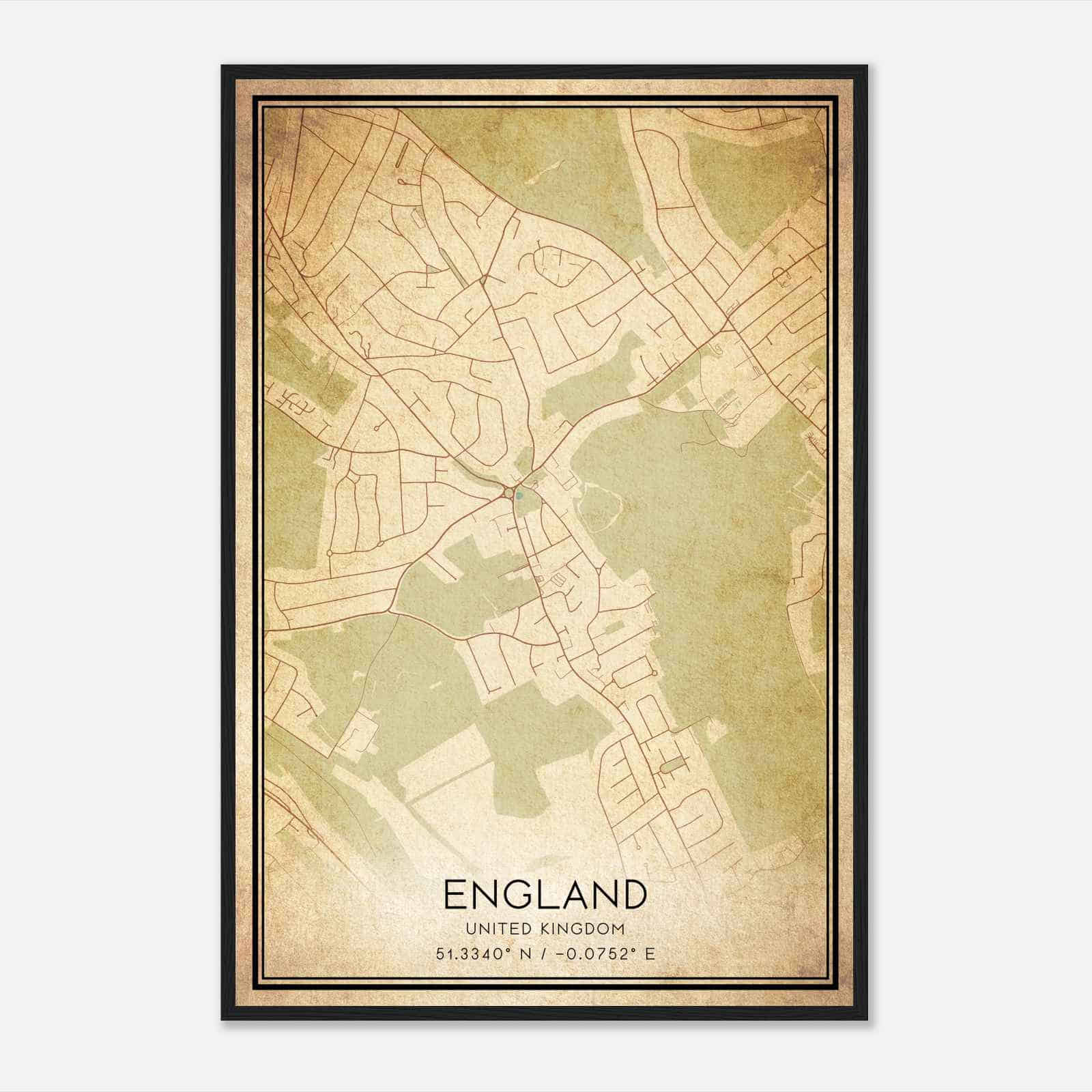 Vintage Sanderstead United Kingdom Map Poster, Sanderstead City Road Wall Art Print