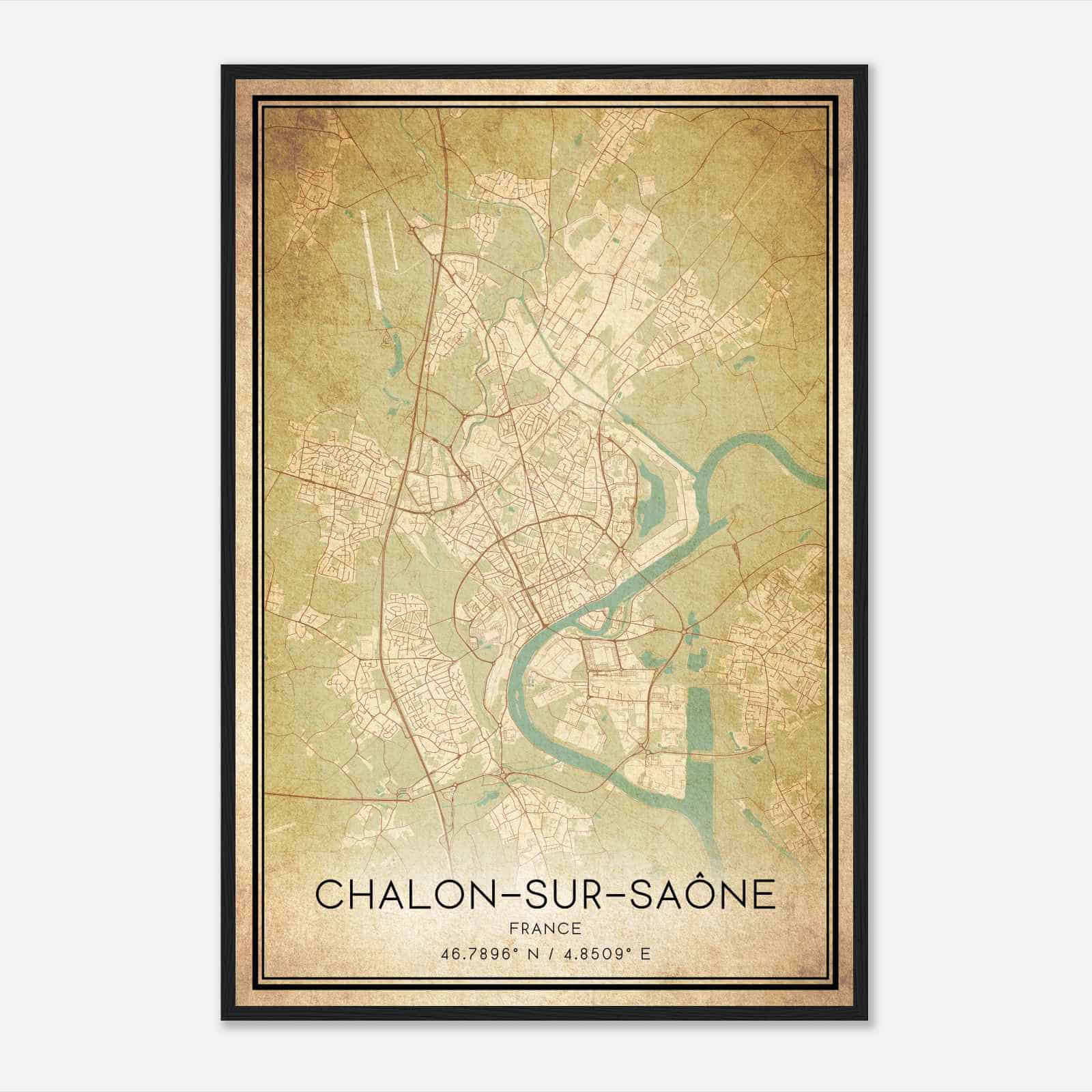 Vintage Chalon-sur-Saone France Map Poster, Chalon-sur-Saone City Road Wall Art Print Vintage Chalon-sur-Saone France Map Poster, Chalon-sur-Saone City Road Wall Art Print