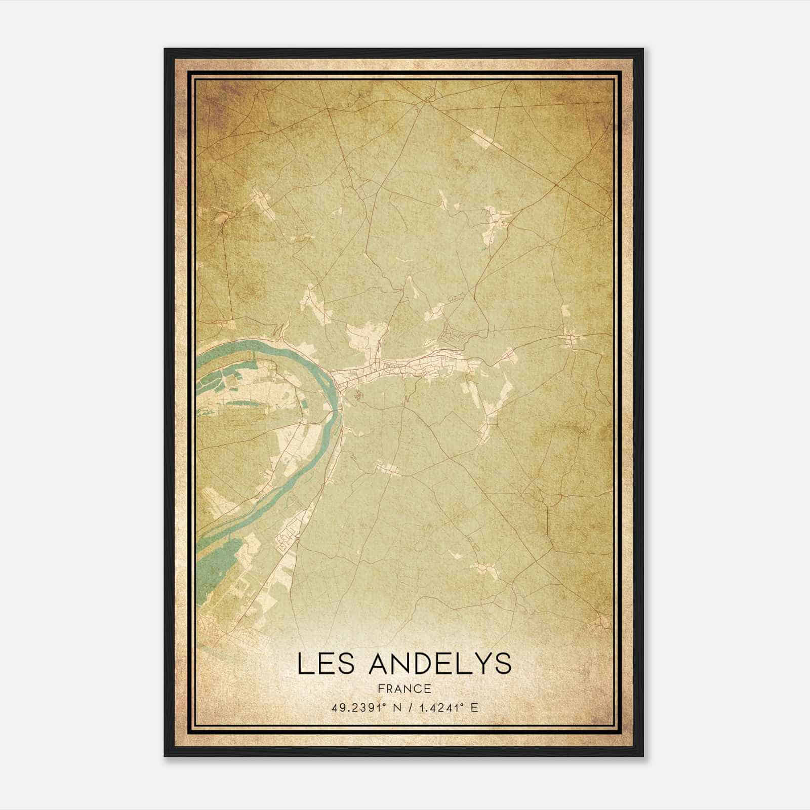 Vintage Les Andelys France Map Poster, Les Andelys City Road Wall Art Print